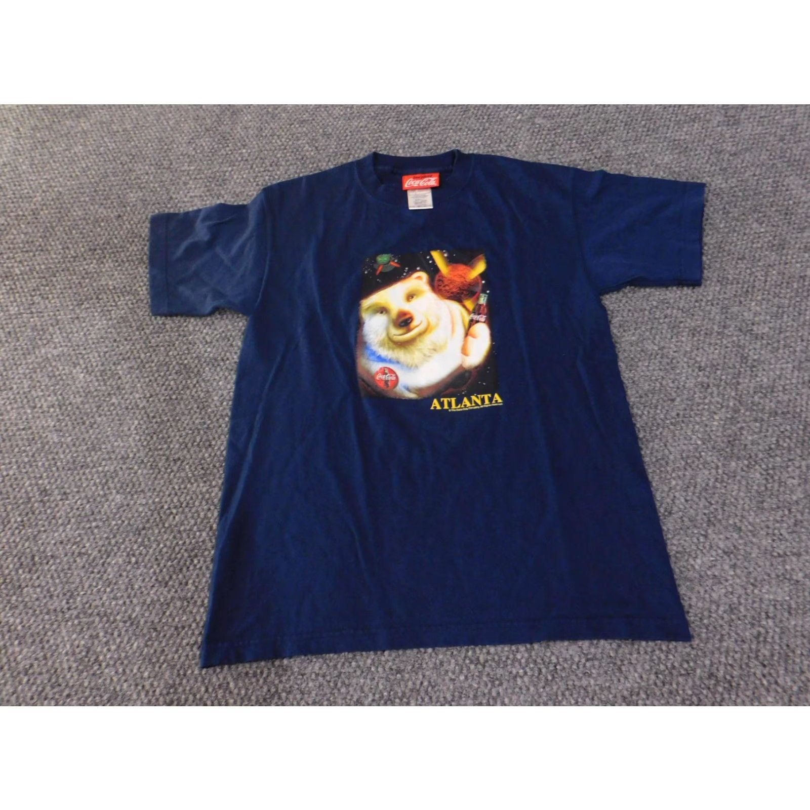 Vintage VINTAGE Coca-Cola Polar Bear Shirt Womens Large Blue Graphic 90s USA Space Atlanta Cotton T-Shirt Size L / US 10 / IT 46 - 2 Thumbnail