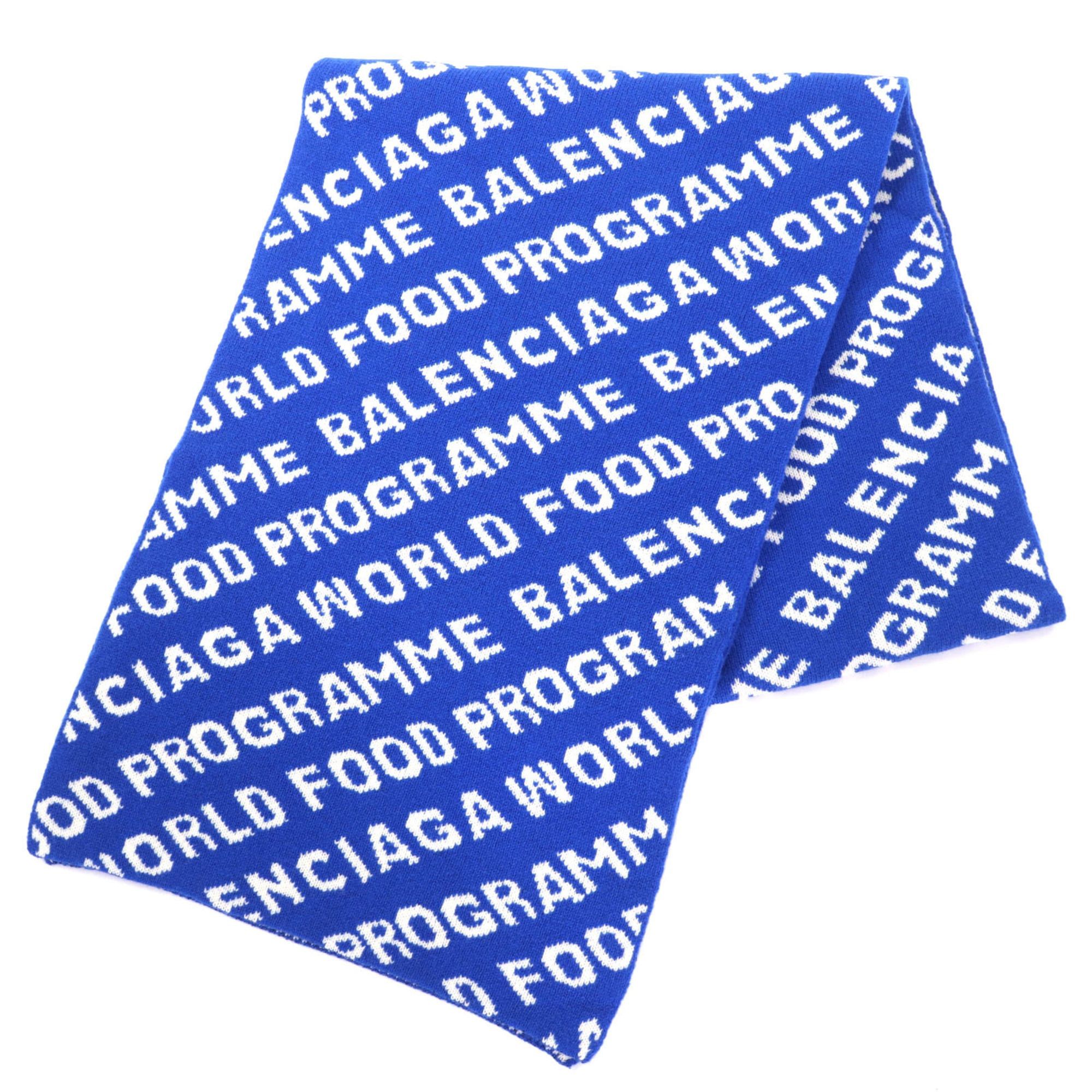 Balenciaga BALENCIAGA 612960 Wool Jacquard Logo Large Scarf/Stole Blue/White Made in Italy Authentic Women's Size ONE SIZE - 1 Thumbnail
