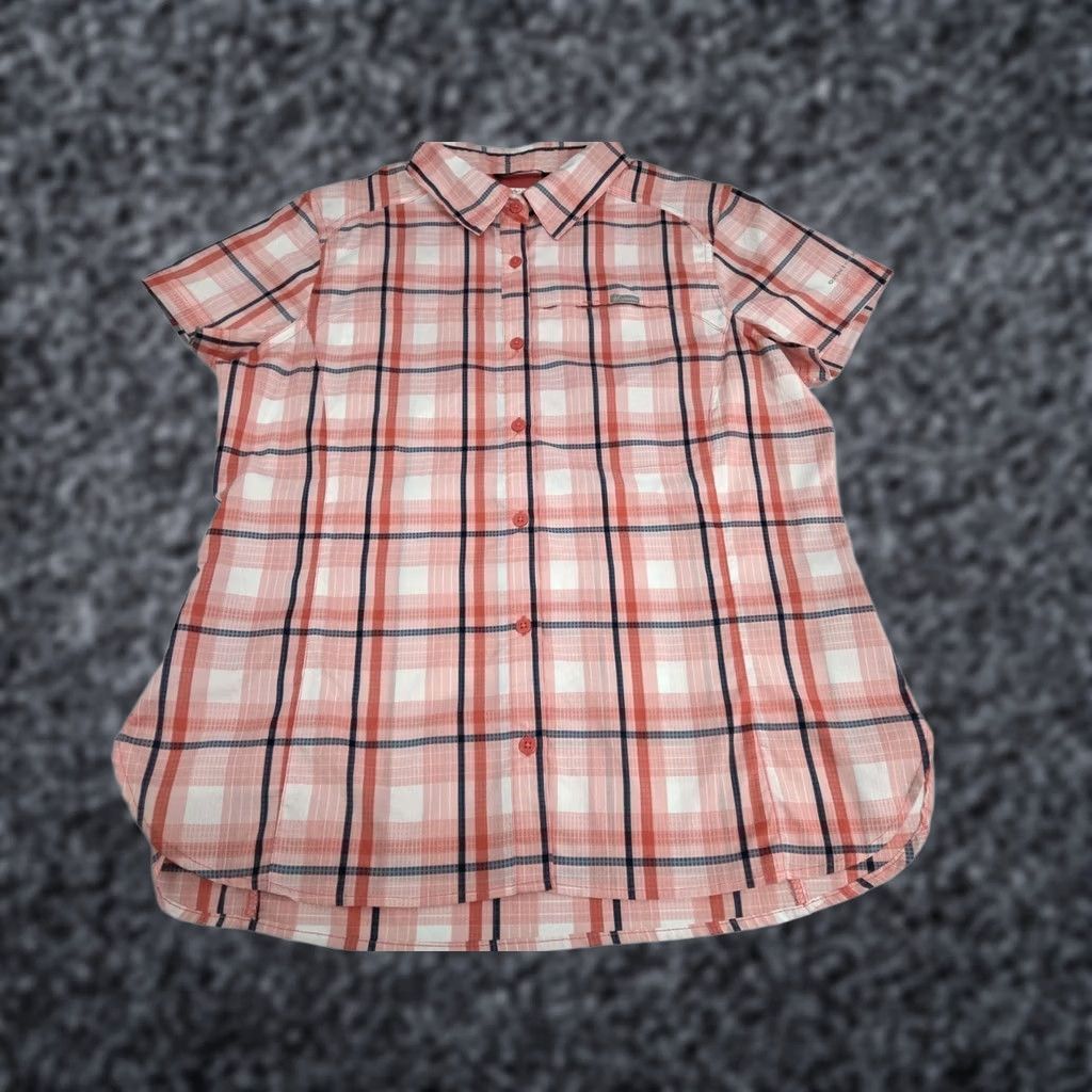 Vintage Columbia Womens Short Sleeve Button-Up Omni-Shade Plaid Shirt L Pink/Blue Pocket Casual, Travel, Workwear Shirt Womens Folds: N/A Size L / US 10 / IT 46 - 1 Thumbnail