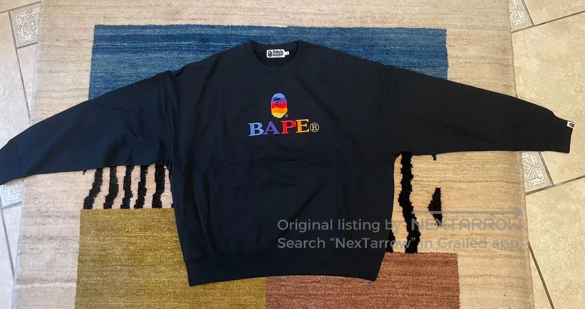 Bape Bape Rainbow Embroidered Crewneck Sweatshirt. Size US XL / EU 56 / 4 - 1 Thumbnail