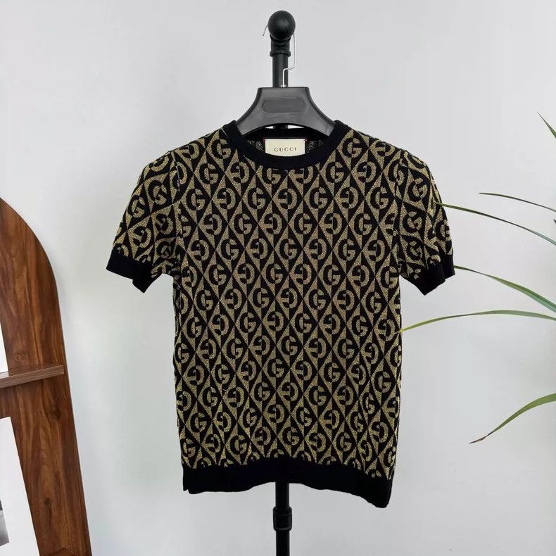 Gucci Gucci Black gold old flower knitted logo full print short s Size US XS / EU 42 / 0 - 1 Thumbnail