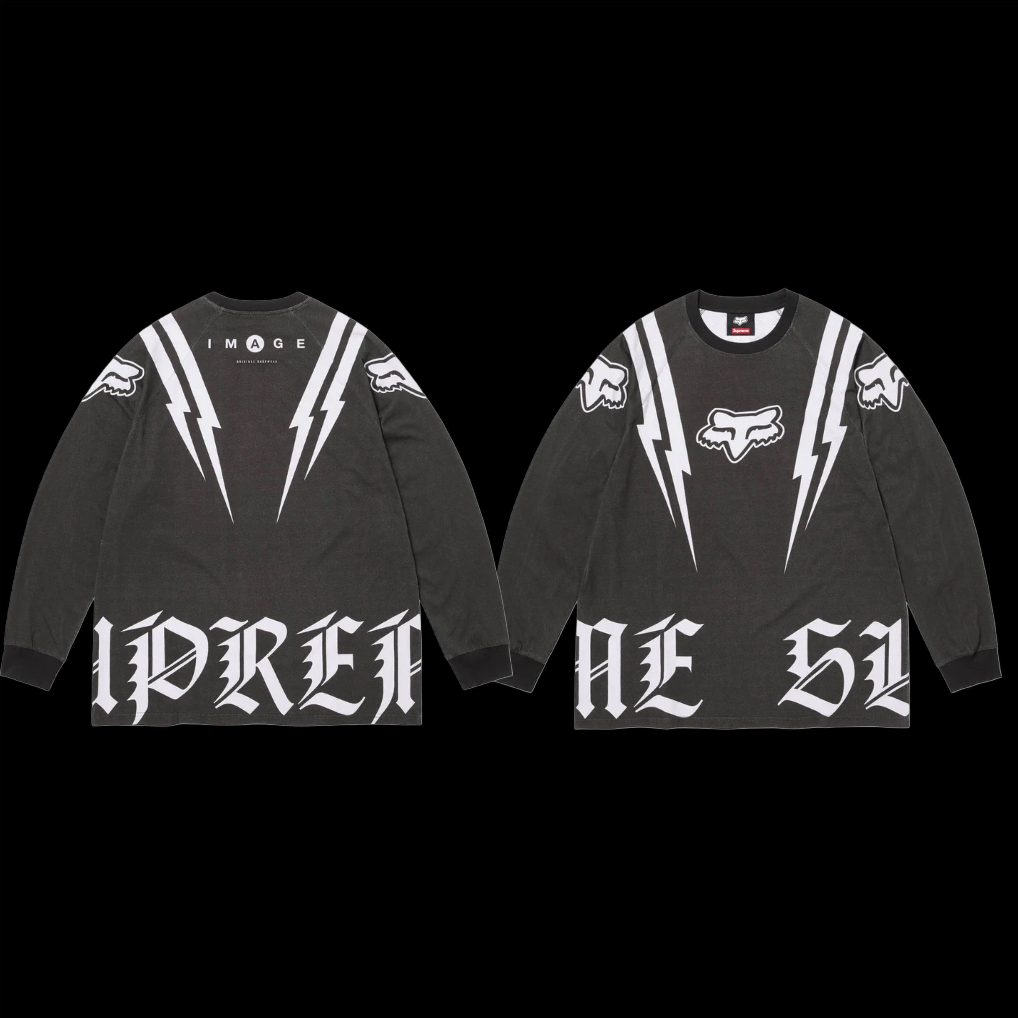 Fox Racing × Supreme 2025 supreme // fox racing l/s top jersey black ...