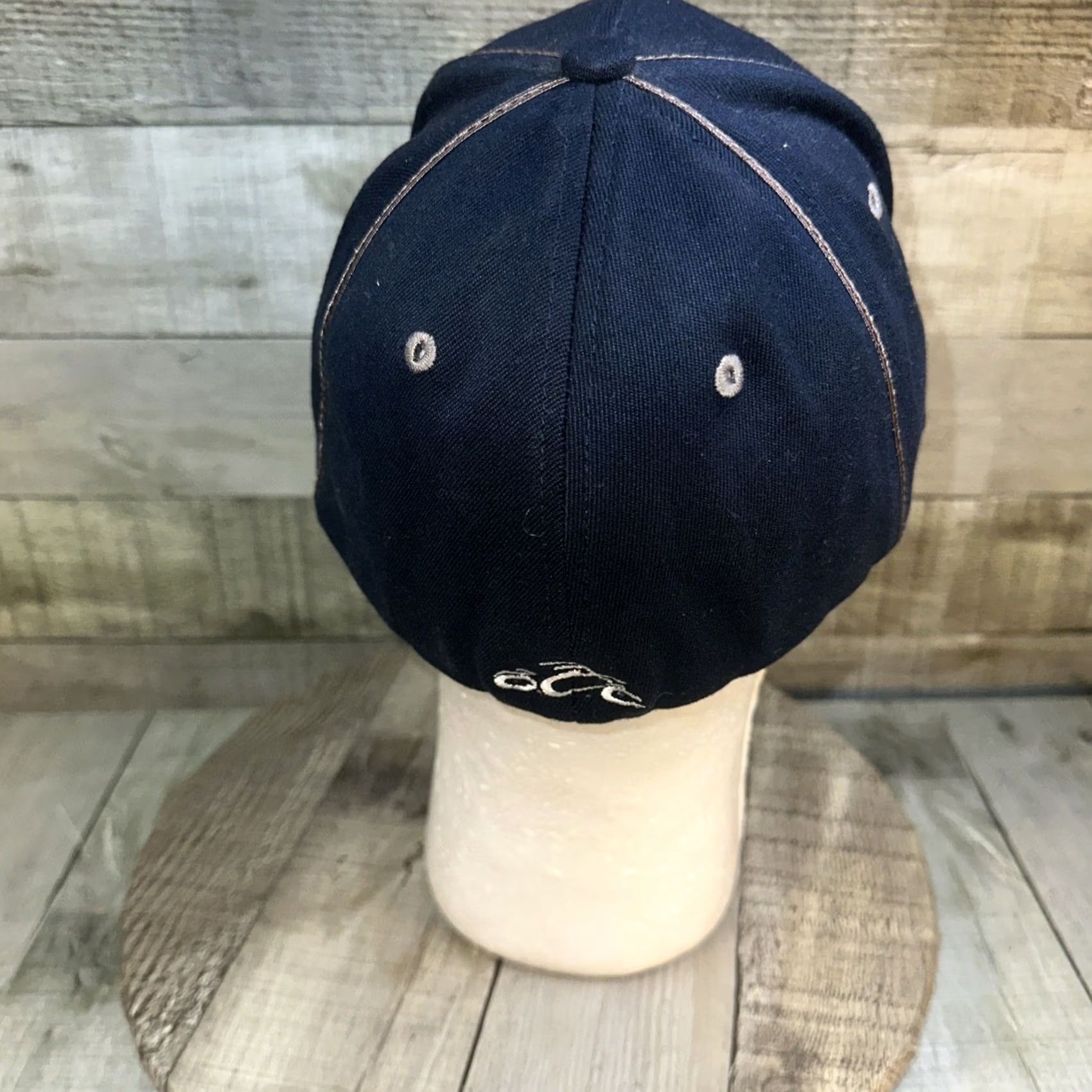 Vintage VINTAGE Bio-Domes Headgear Cap Hat Baseball Blue Flex Fit Stretch Med/Large Unisex Adults Men Women Biker OC Choppers Stritch Stitch Size ONE SIZE - 5 Thumbnail