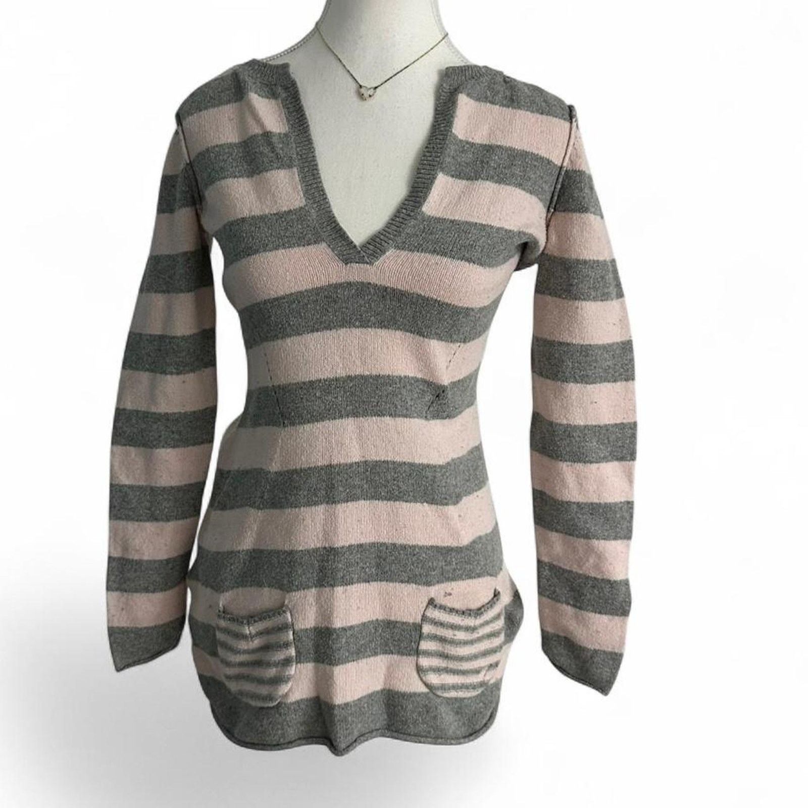 Other Y2K Whimsy Pink Grey Striped Baby Doll Long Sleeve Size M Size M / US 6-8 / IT 42-44 - 1 Thumbnail