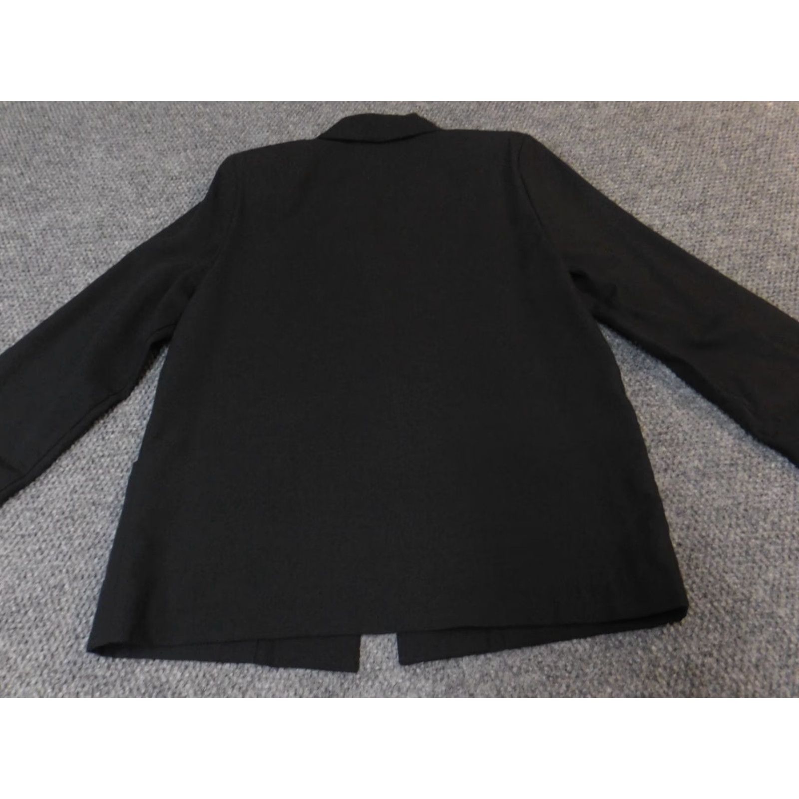 Vintage Sag Harbor Blazer Womens 10P Petite Black Notch Lapel Single-Breasted 1 Button Tuxedo Style Lightweight Fall Winter Size L / US 10 / IT 46 - 5 Thumbnail