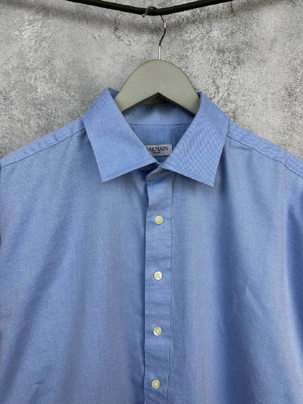 Balmain Balmain Paris Button Up Dress Shirt Micro Stripe Blue LS Size US XL / EU 56 / 4 - 4 Thumbnail