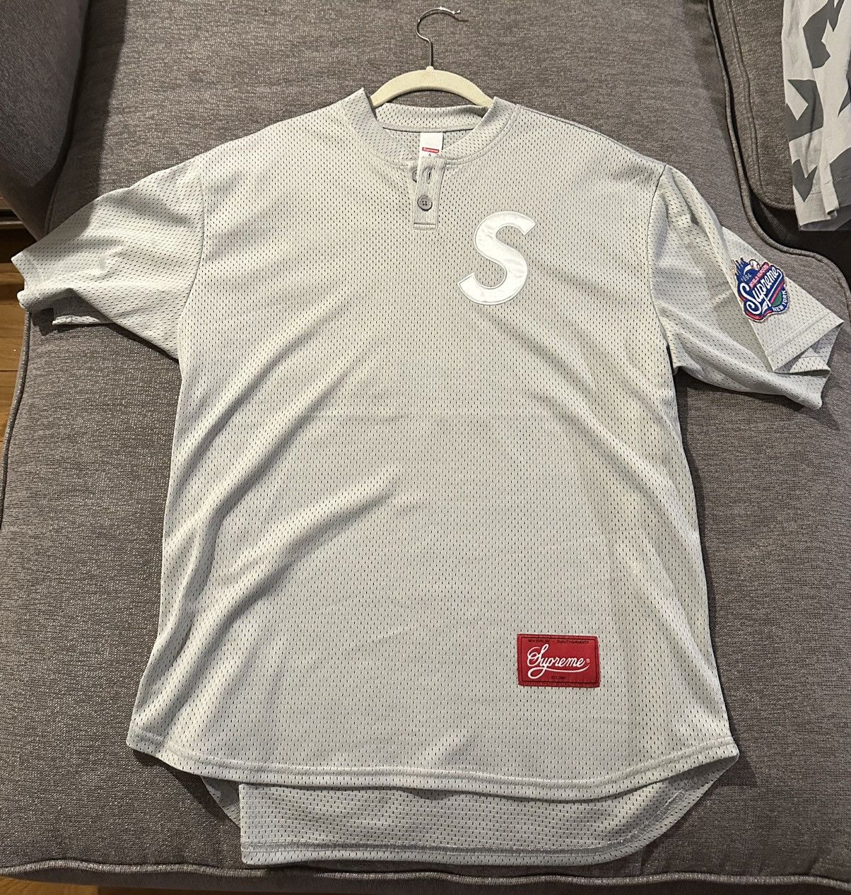Supreme Supreme S Logo Baseball Henley “Grey” | Grailed
