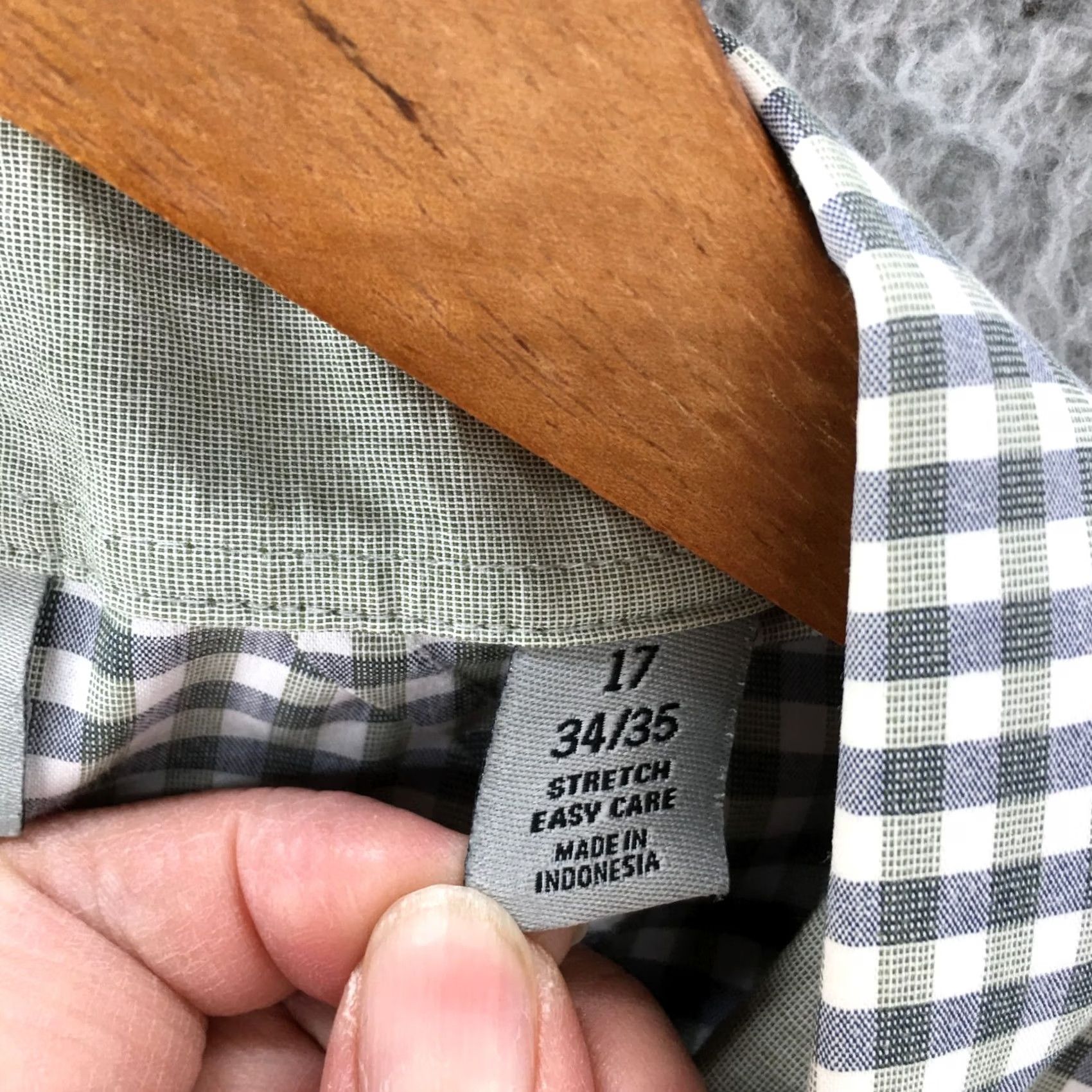 Kenneth Cole Kenneth Cole Button Up Long Sleeve Shirt Mens 17 Slim Fit Green Gingham Shirt Size US XL / EU 56 / 4 - 7 Thumbnail