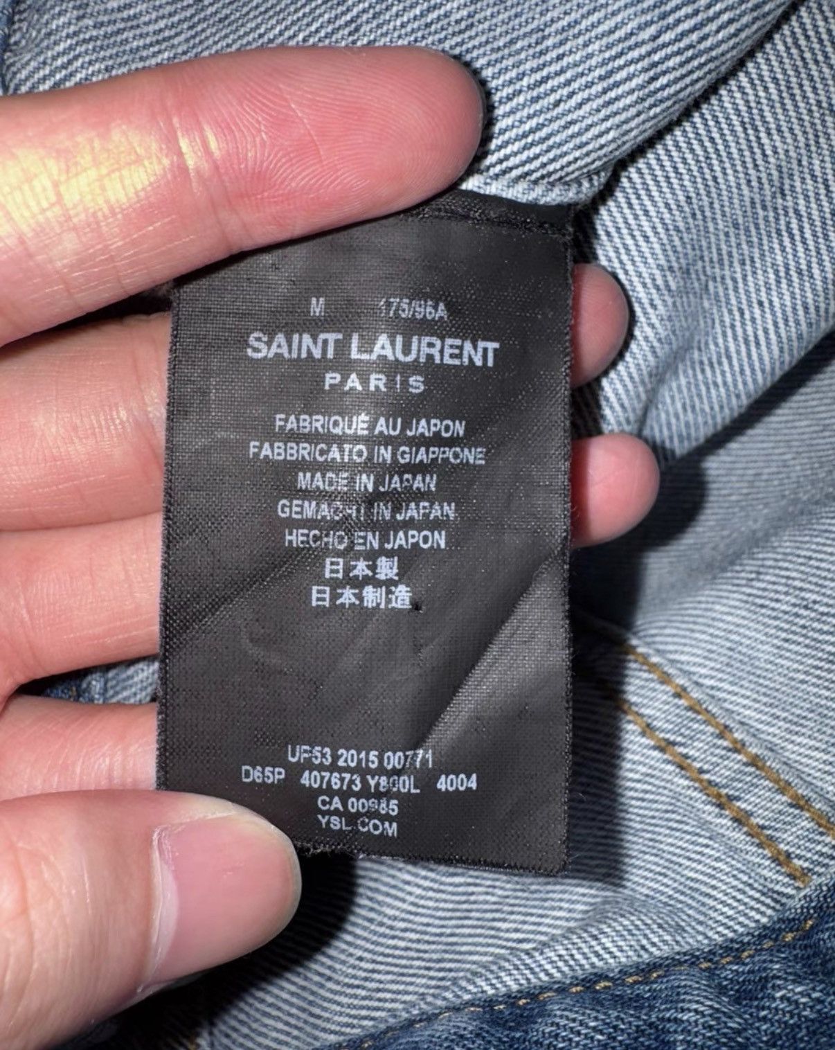 Saint Laurent Paris Saint Laurent 16SS Distressed Brushed Palm Tree Denim Jacket Size US M / EU 48-50 / 2 - 9 Thumbnail