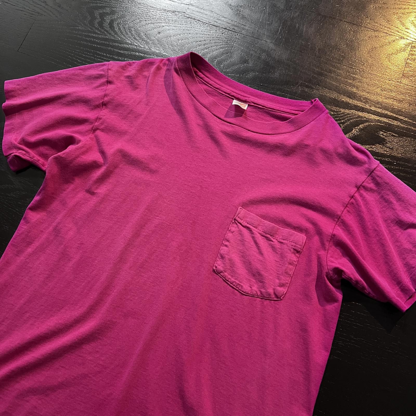 Hanes Vintage Hanes Pocket Tee Shirt Magenta Size US M / EU 48-50 / 2 - 2 Thumbnail
