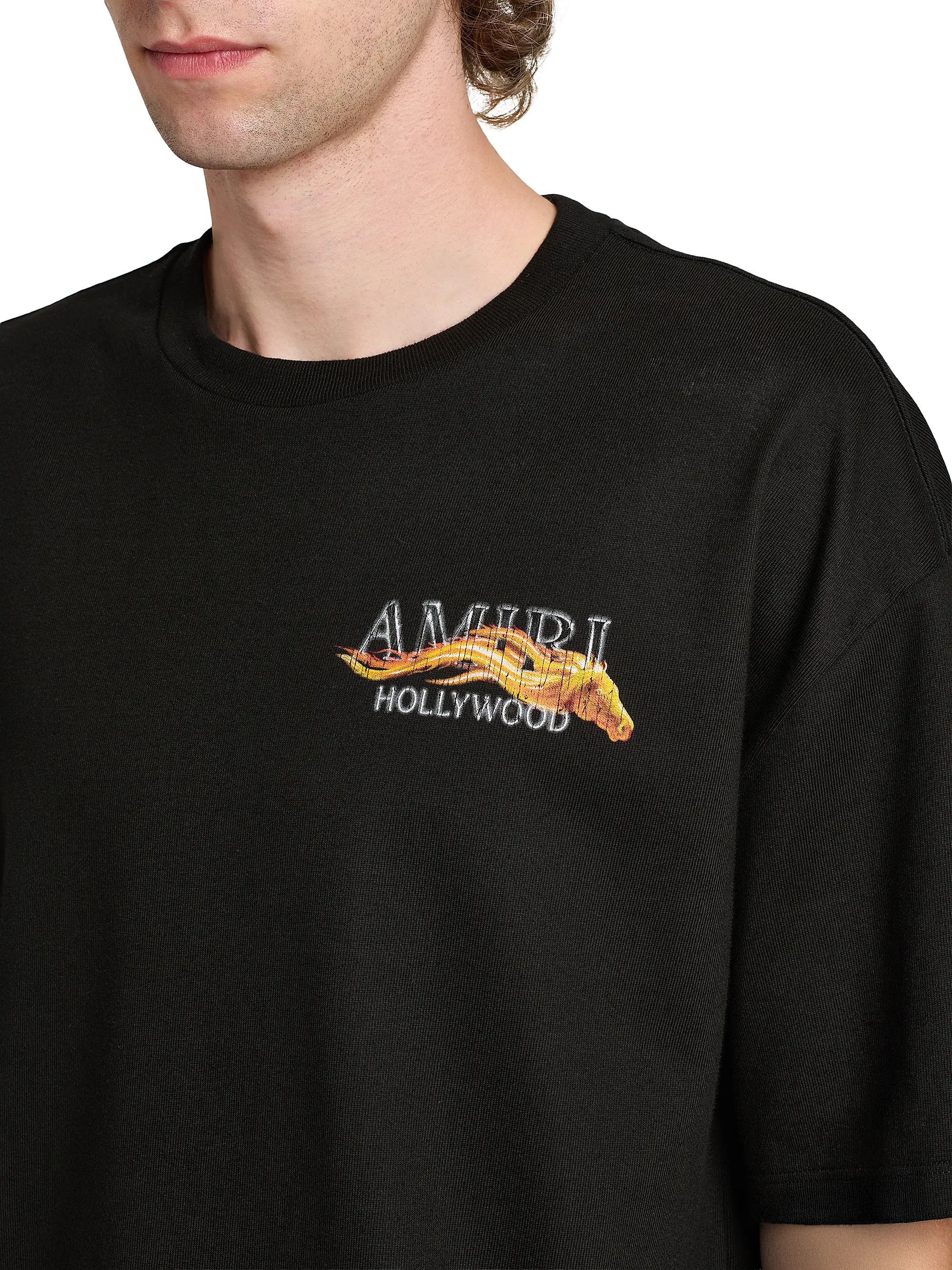 Amiri os11x0526 Hollywood Horse Cotton Crewneck T-Shirt in Black Size US M / EU 48-50 / 2 - 6 Thumbnail