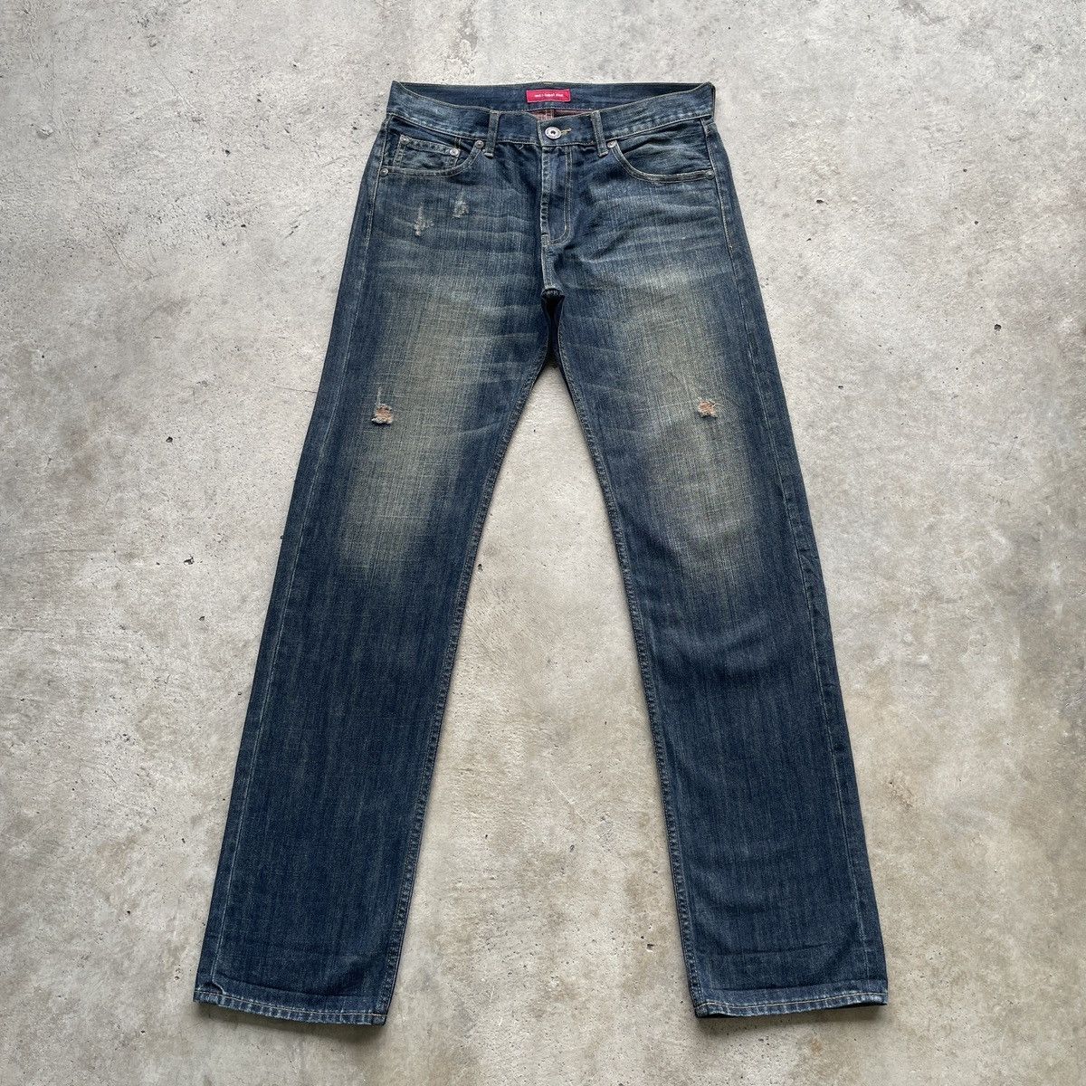 W33x34💥 Vintage Japanese Rusty Jeans Faded Denim Pants