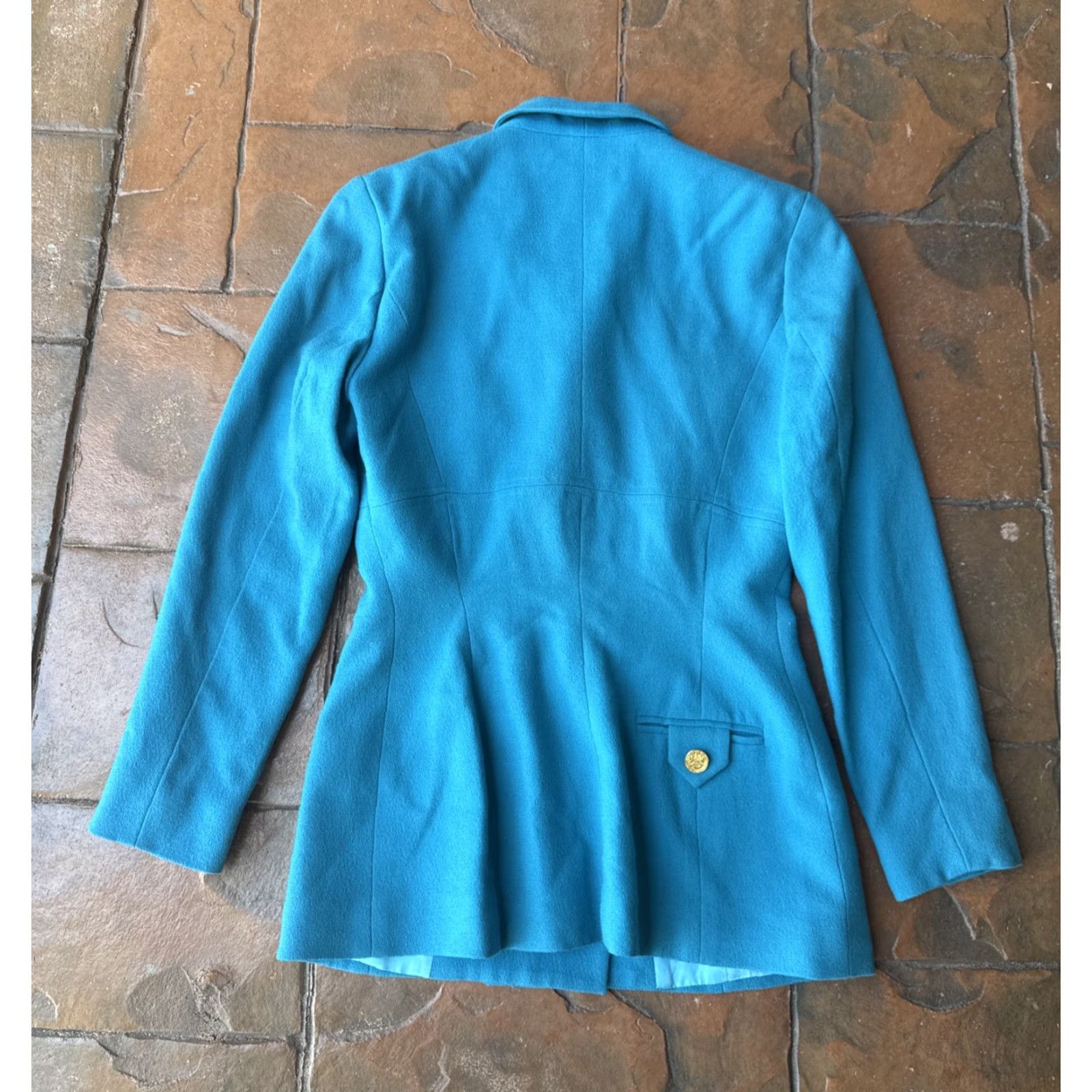Vintage VINTAGE Cache Blazer Coat Jacket Women’s 4 Blue Preppy Single-Breasted Wool Button Long Sleeve Tweed Jacket Size S / US 4 / IT 40 - 3 Thumbnail