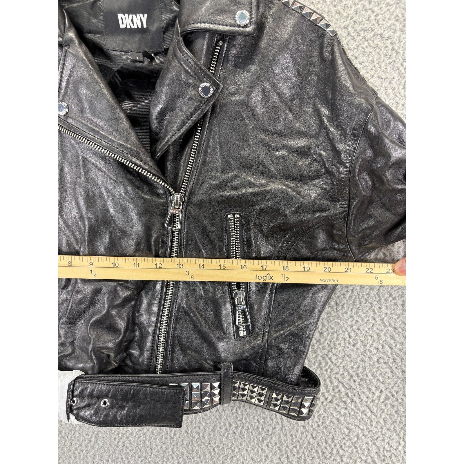 DKNY DKNY Moto Jacket Studded 100% Sheep Genuine Leather Womens S Size S / US 4 / IT 40 - 3 Thumbnail