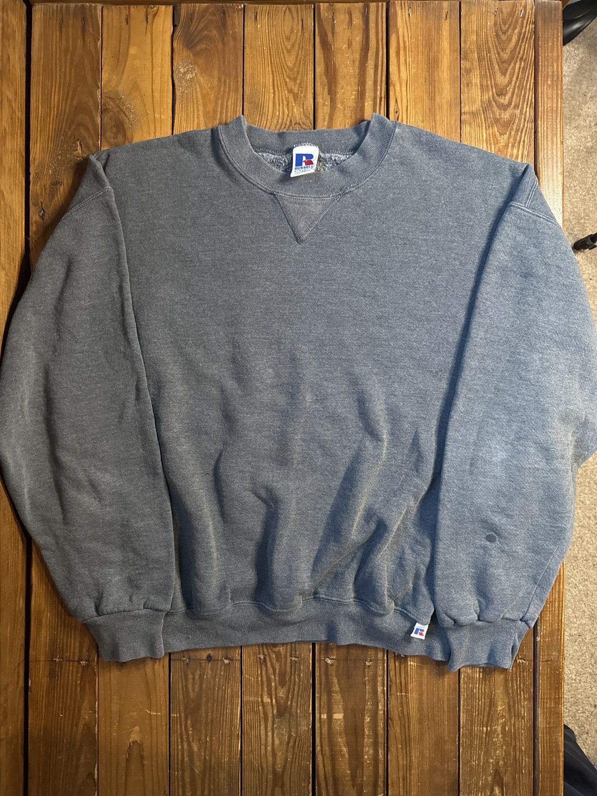 Russell Athletic Vintage 90s Russell Athletic Faded Grey Crewneck Sweatshirt Size US XL / EU 56 / 4 - 1 Thumbnail