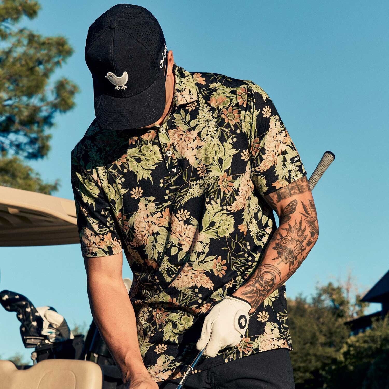 Bad Birdie Randy's Moss Golf Polo Top Floral S