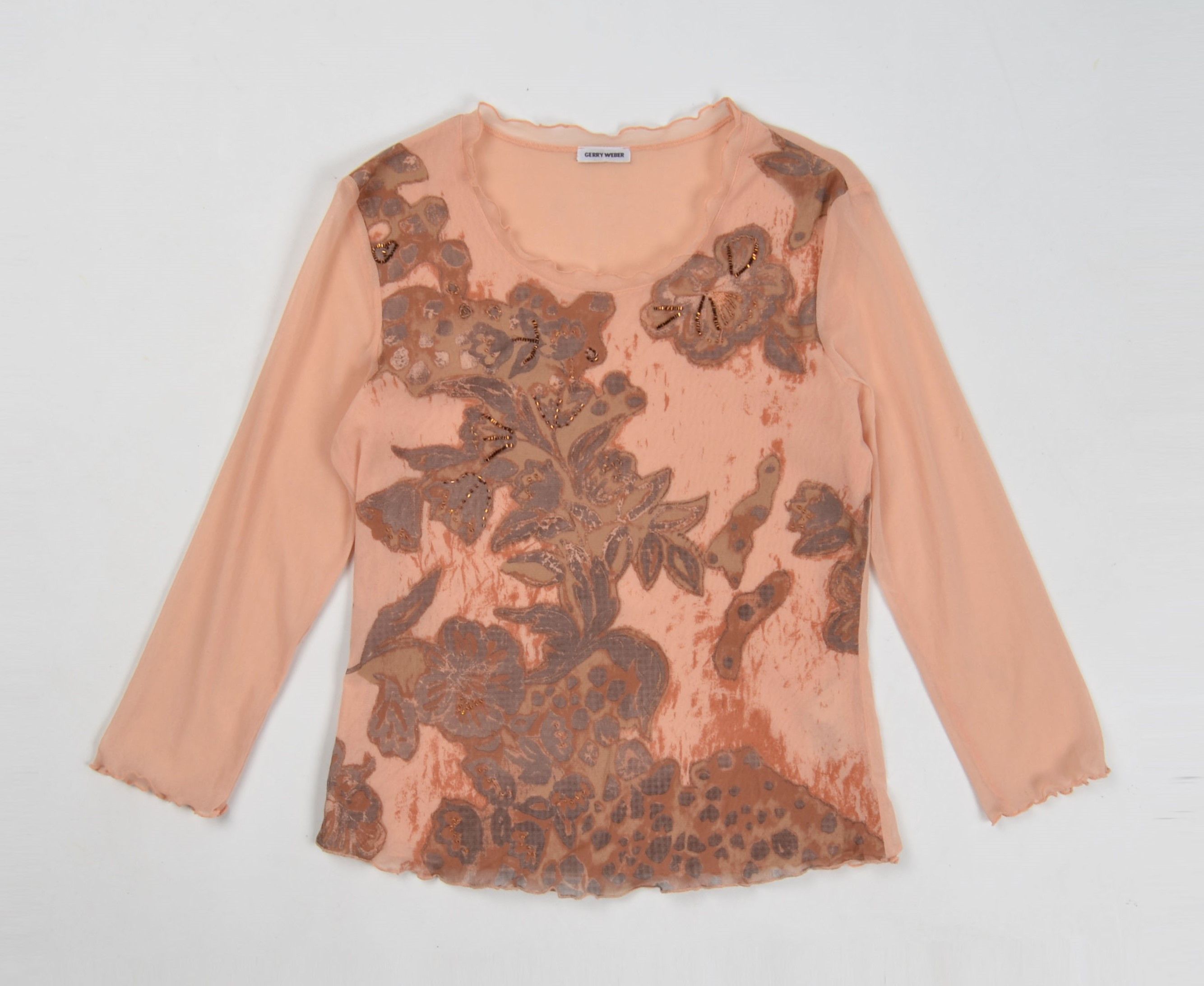 Gerry Weber × Vintage Vintage Gerry Weber Mesh Floral Beaded 3/4 Sleeve Top Size M / US 6-8 / IT 42-44 - 4 Thumbnail