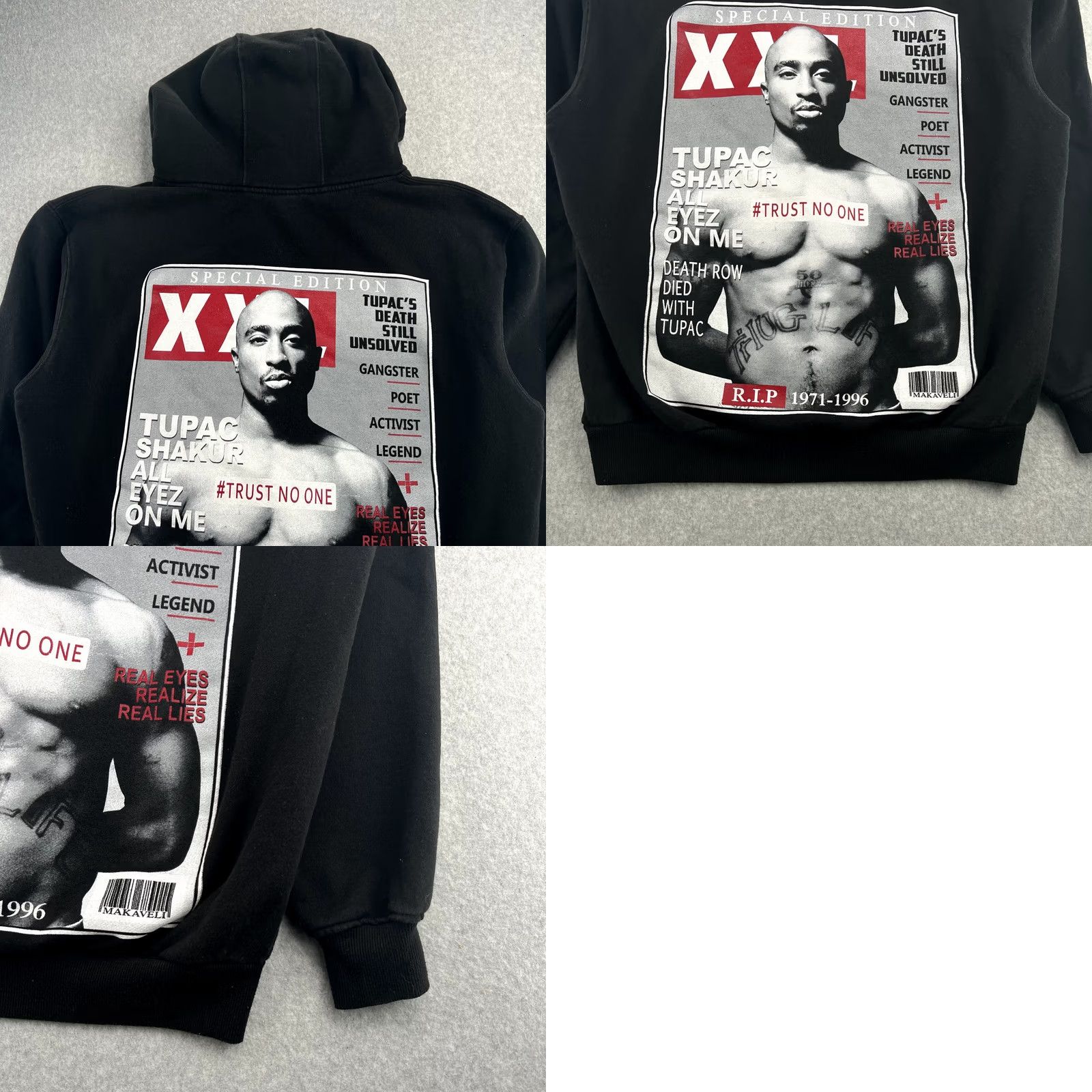 Vintage 2pac Tupac Shakur Sweatshirt Black Hoodie Adult M Magazine Cover Music RARE Size US M / EU 48-50 / 2 - 9 Thumbnail