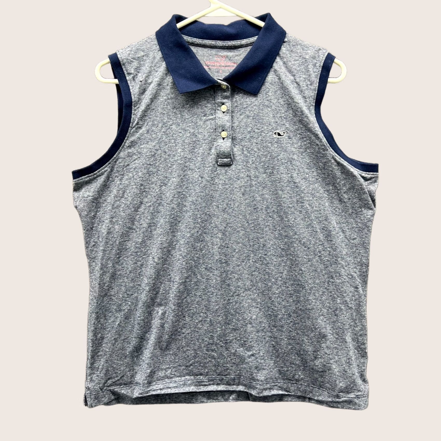 Vineyard Vines Vineyard Vines Polo Shirt Women Large Blue Heather Sleeveless Stretch Whale Polo Size L / US 10 / IT 46 - 1 Thumbnail