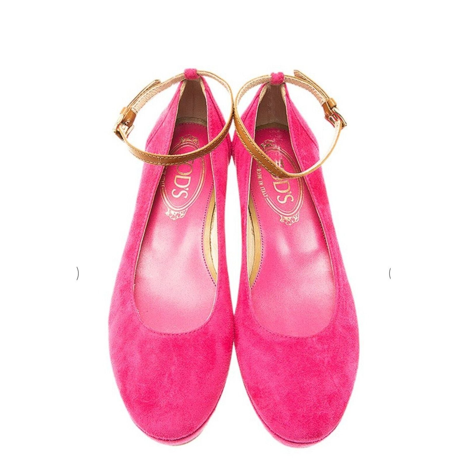 Tod's Tod's Pink Suede Ankle Strap Round Toe Wedge Shoes 38 / 8 Size US 8 / IT 38 - 2 Thumbnail