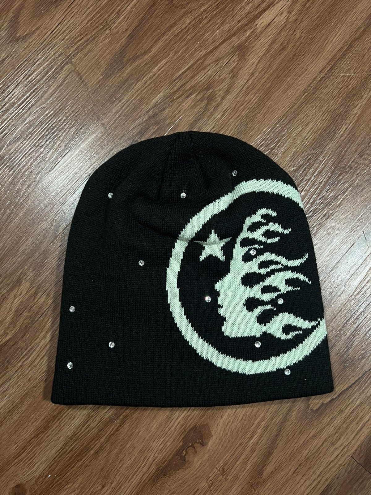 image of Hellstar Starry Night Beanie Rhinestone in Black, Men's
