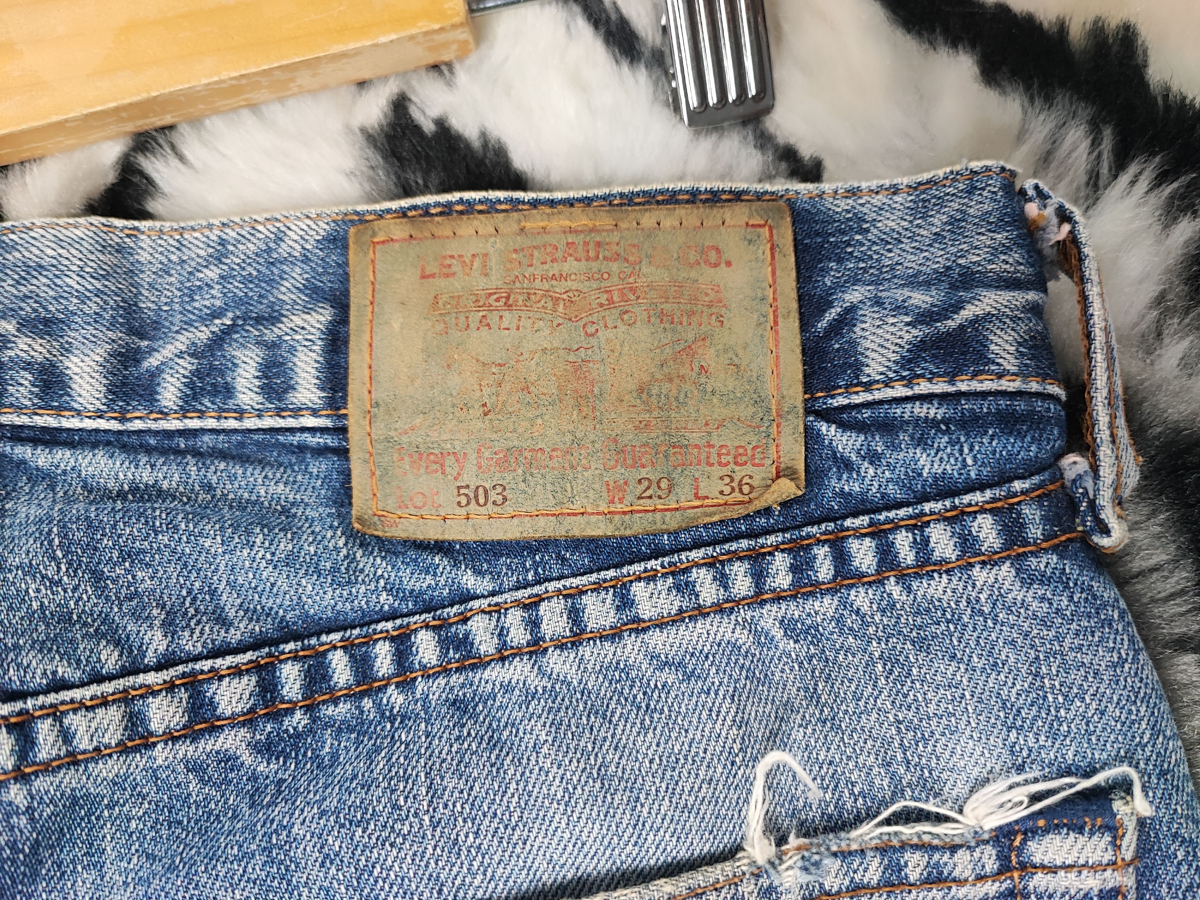 Levi's Vintage Clothing Vintage 90s 503 Levi's distressed selvedge jeans Size US 28 / EU 44 - 14 Thumbnail