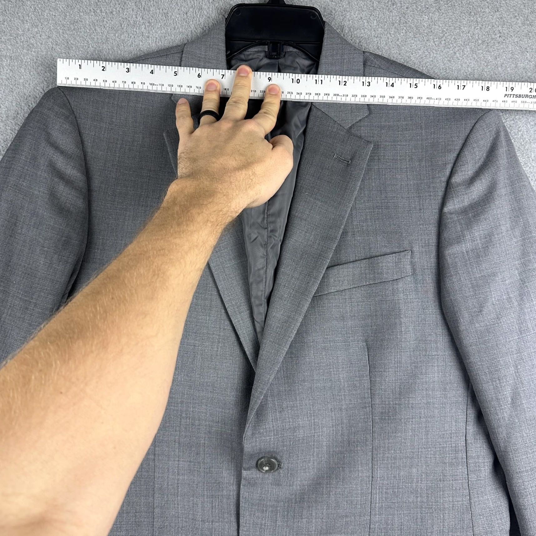 Jos. A. Bank Jos. A. Bank 1905 Suit Jacket Mens 40R Gray Wool Two-Button Slim Tailored Fit Notch Lapel Basic Formal Wedding Business Chocolate Gray Size 40R - 2 Thumbnail