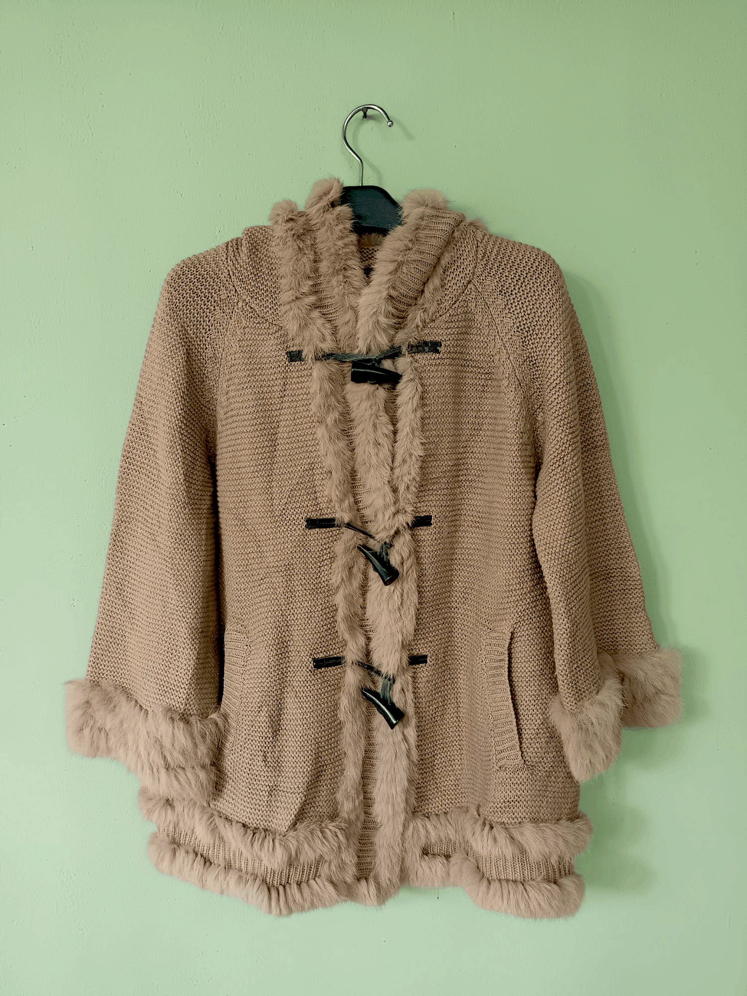 Japanese Brand × Le Grande Bleu (L.G.B.) VICKY Faux Fur Knit Toggle Design Mohair Duffle Jacket Size US L / EU 52-54 / 3 - 10 Thumbnail
