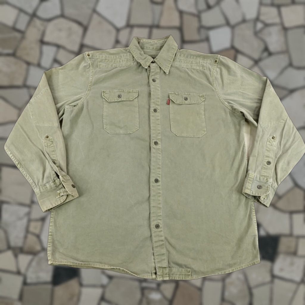 Levi's VINTAGE Levi's Button-Up Shirt Mens Medium Green Twill Long Sleeve Work Utility Outdoor Size US M / EU 48-50 / 2 - 1 Thumbnail