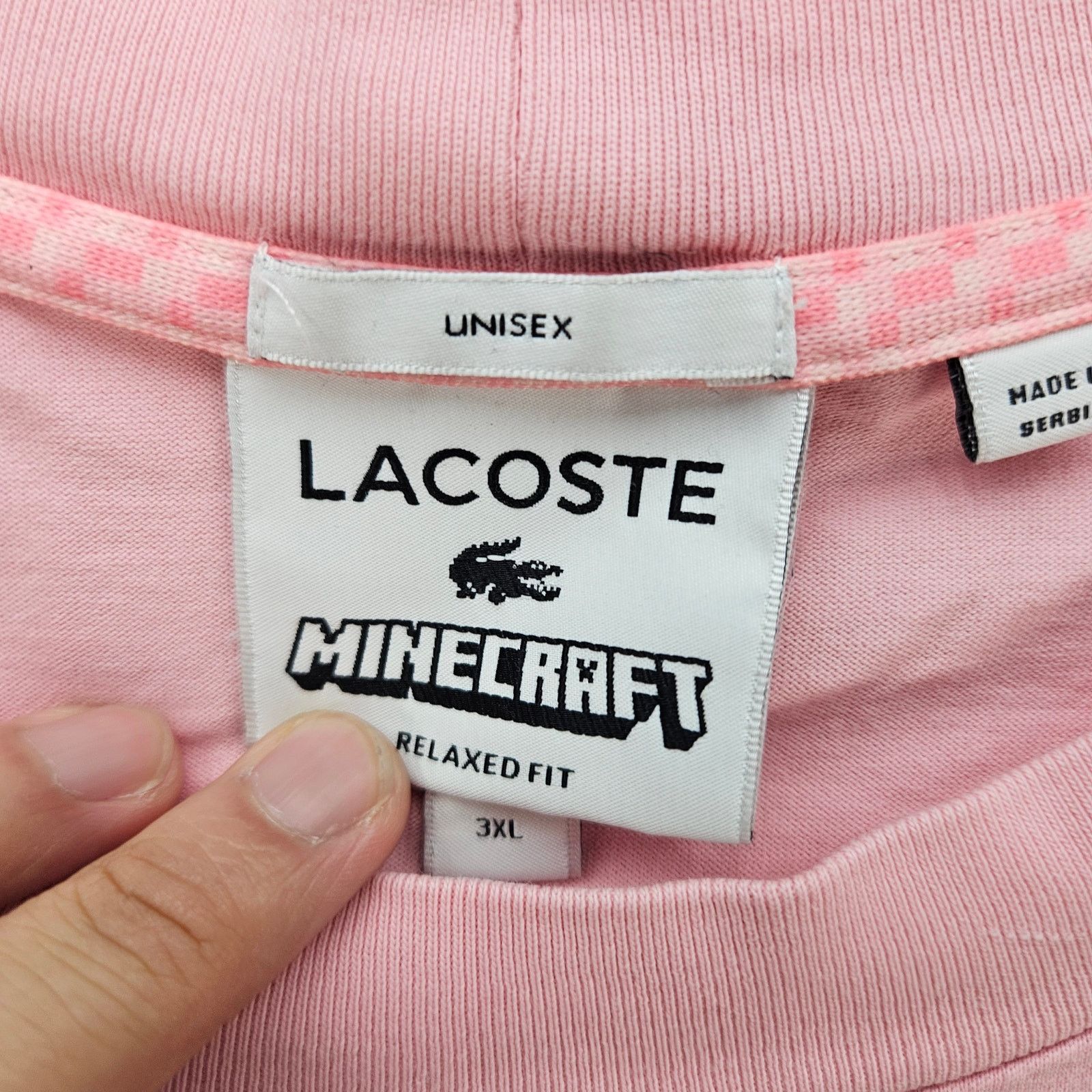 Lacoste LACOSTE X MINECRAFT UNISEX 3XL PINK OVERSIZED TEE Size US XXL / EU 58 / 5 - 7 Thumbnail