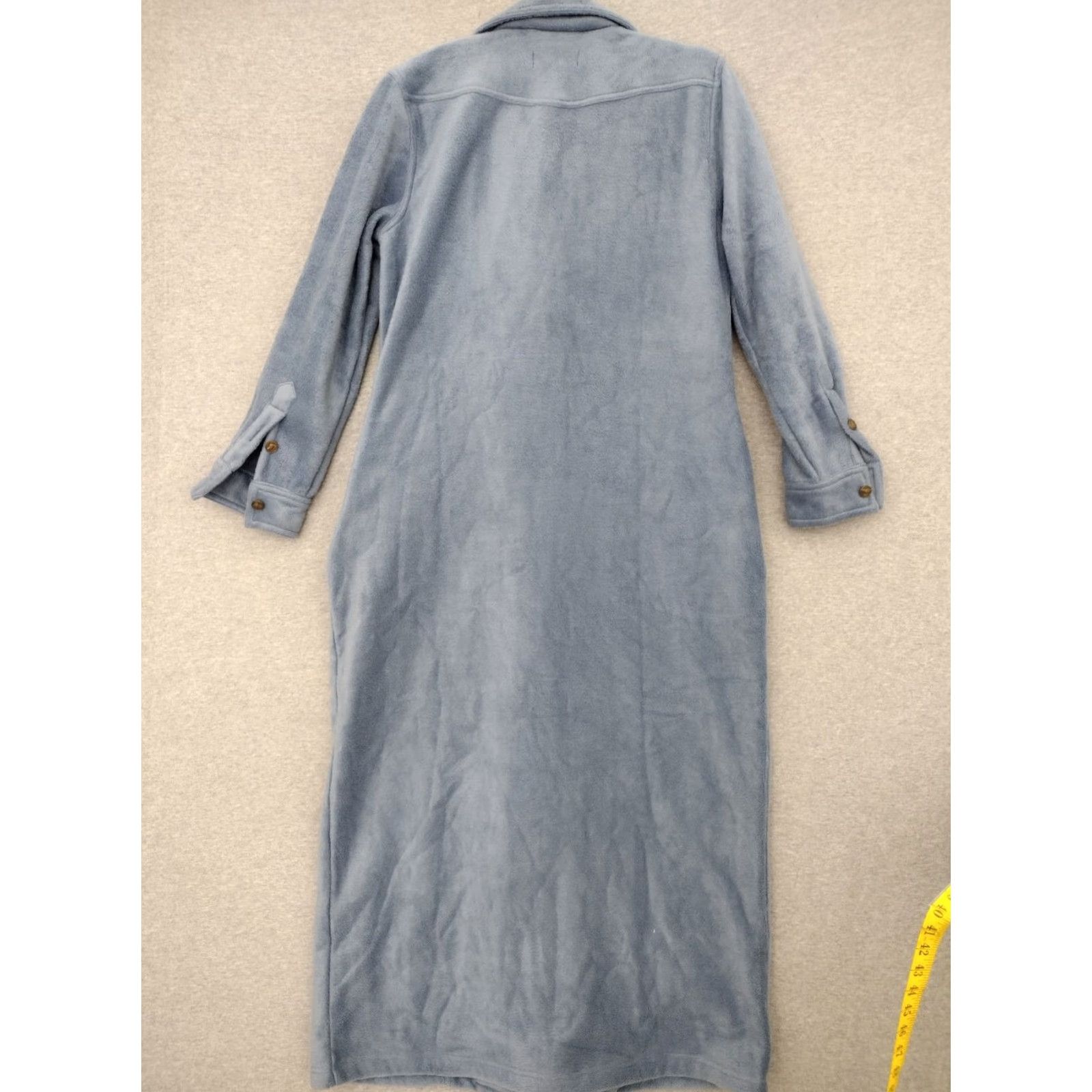 Vintage Alexander Del Rossa Denim Blue Women's Fleece Robe Ranch Western Button Pocket Long Sleeve MD Size Regular Bath Shower Cozy Winter Fall Spring Size ONE SIZE - 2 Thumbnail