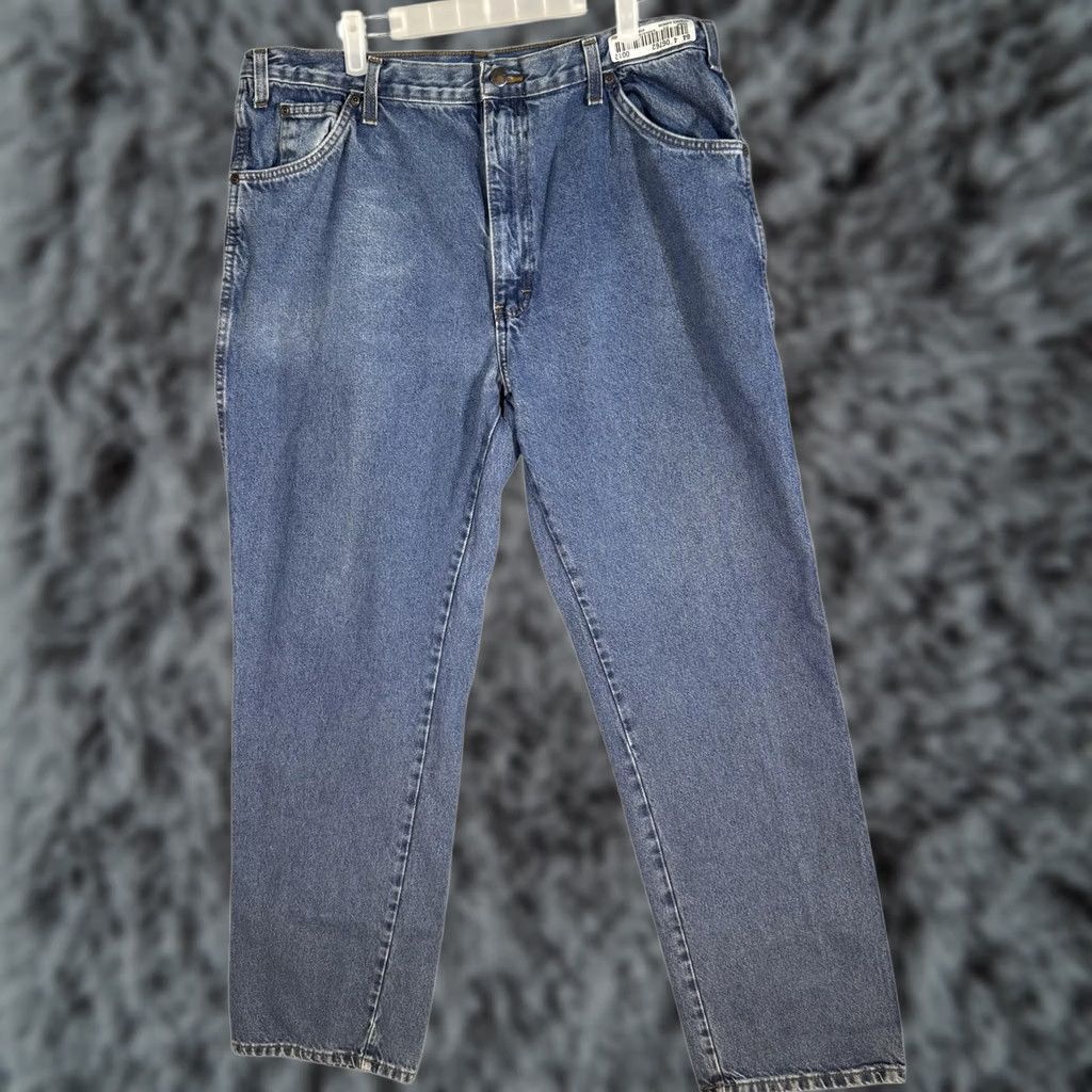 Dickies Dickies Jeans Mens 40x32 Blue Denim Relaxed Fit Straight Leg Workwear 5-Pocket Logo Zipper Button Dickies Industrial Work Jeans Mens 40 XS? Size US 40 / EU 56 - 1 Thumbnail