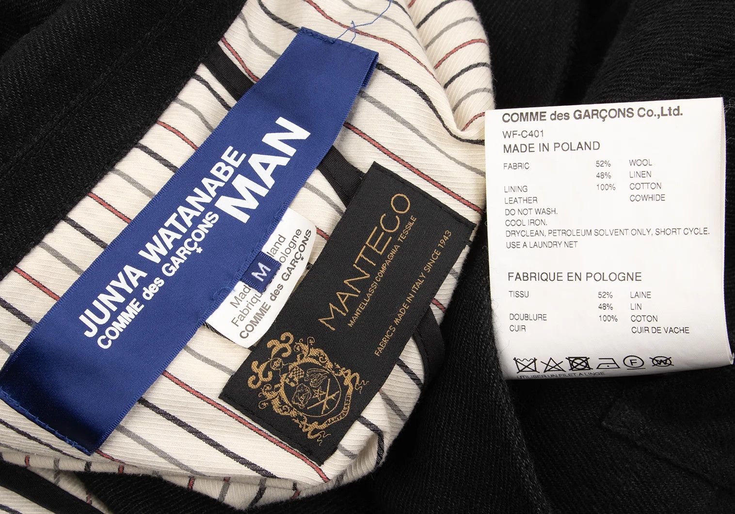 Junya Watanabe Wool-Linen Chester Coat with Elbow Patches in Black, Size M Size US M / EU 48-50 / 2 - 19 Thumbnail