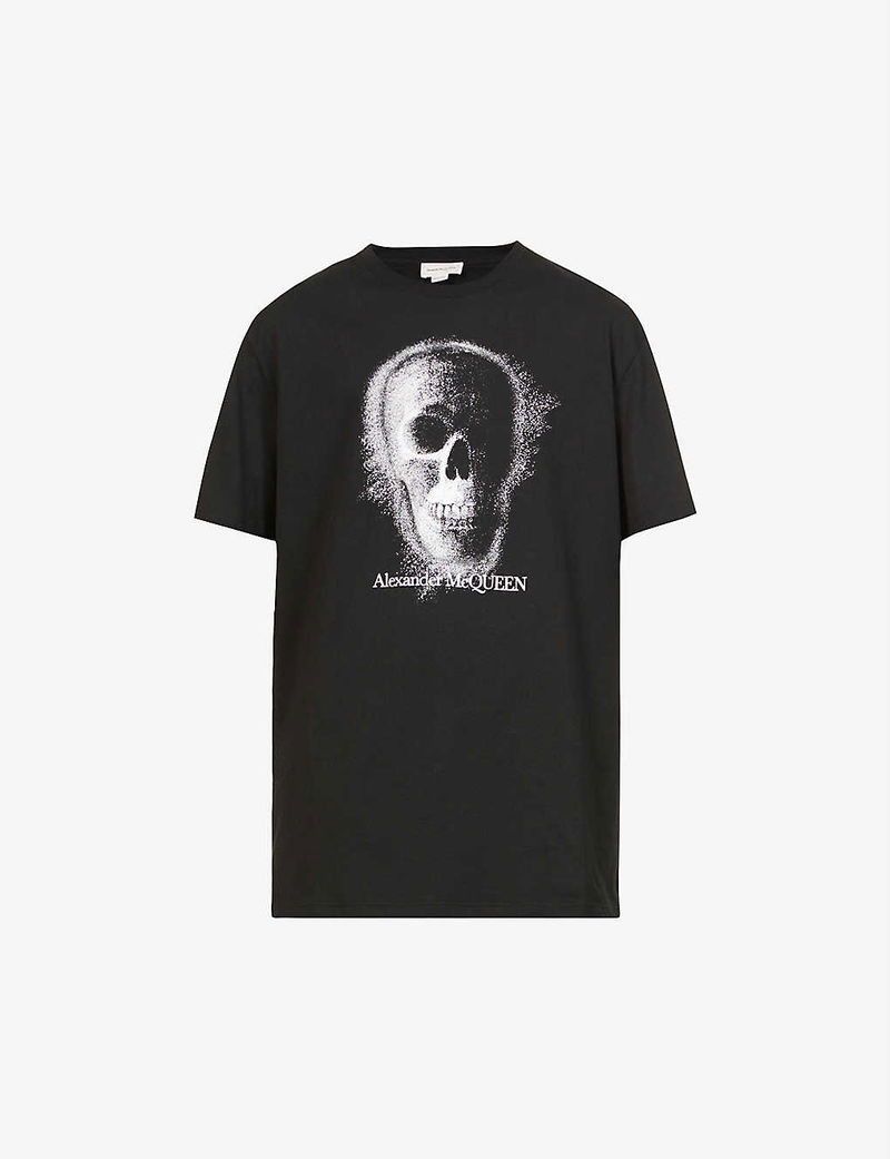 Alexander McQueen Alexander McQueen Faded Skull-Print Cotton-Jersey T-Shirt Size US M / EU 48-50 / 2 - 1 Thumbnail