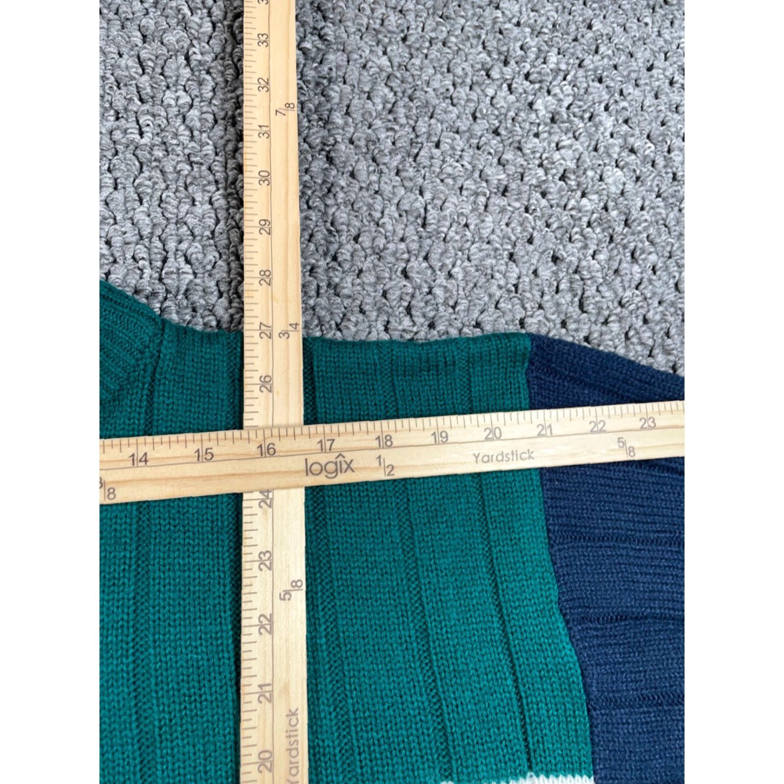 Vintage VTG 90s Striped Pattern Sweater Adult Medium (Large Tag) Blue Red Ribbed Knit Puritan Men Pullover Crew Neck Long Sleeve Casual Classic Knit Jumpers Size US M / EU 48-50 / 2 - 6 Thumbnail