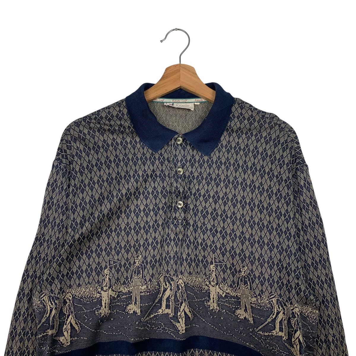 Vintage RITRATTO GOLF Overprint Long Sleeve Polos #1562-C70 Size US L / EU 52-54 / 3 - 2 Thumbnail