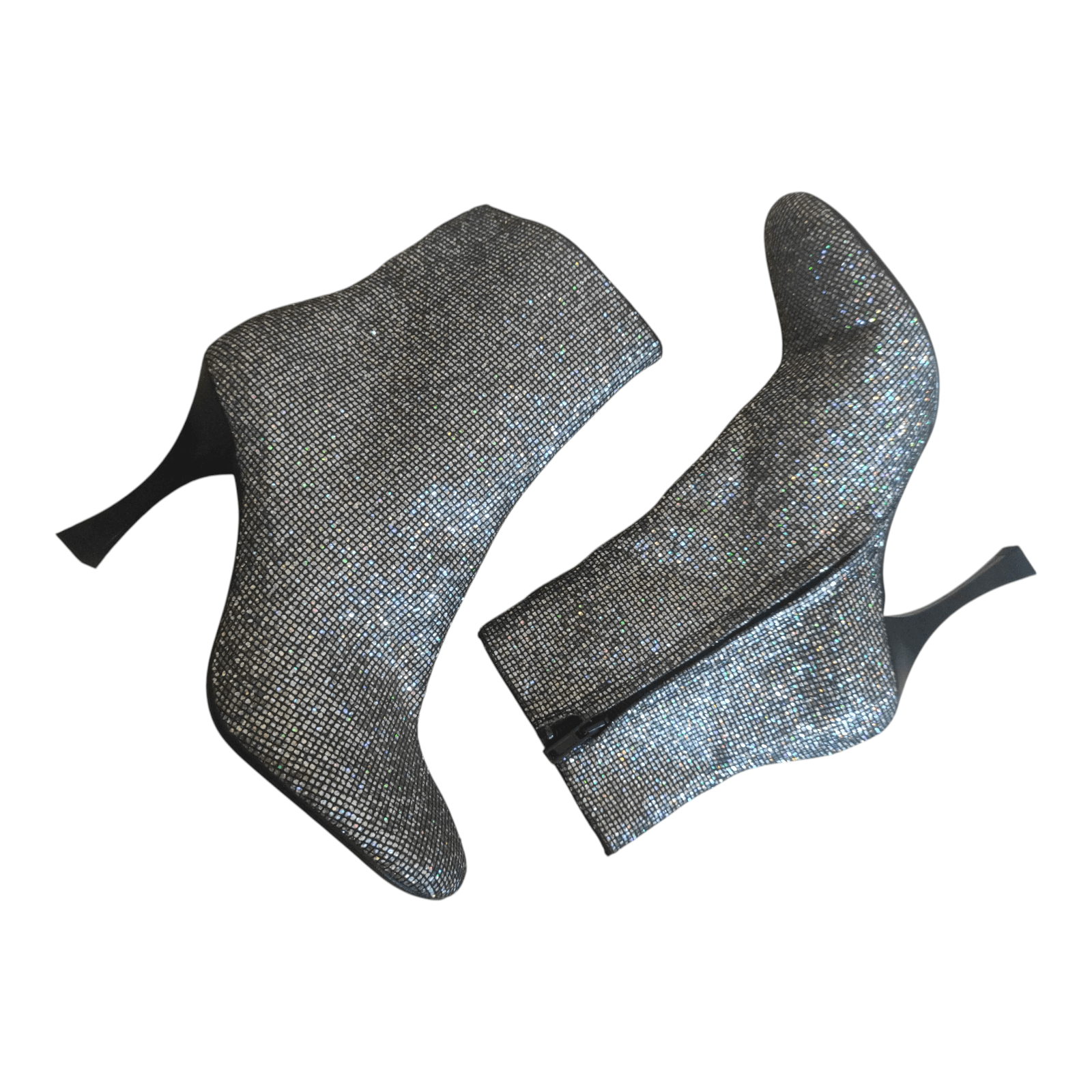 Zara Zara Glitter Heels Silver Ankle Metallic Sparkly Booties Size US 6.5 / IT 36.5 - 24 Thumbnail