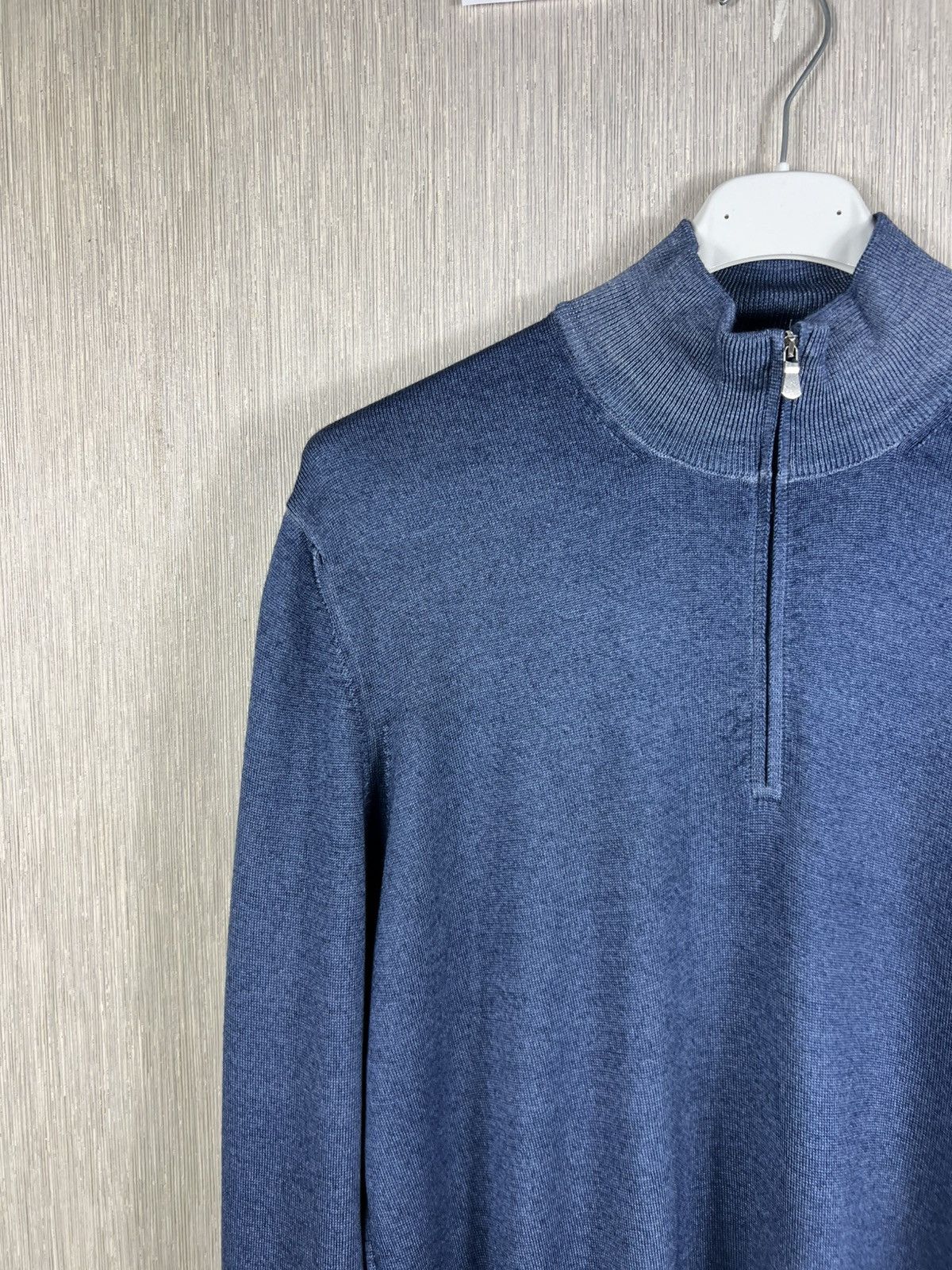 Gran Sasso Gran Sasso virgin wool merino quarter half zip sweater navy Size US L / EU 52-54 / 3 - 4 Thumbnail