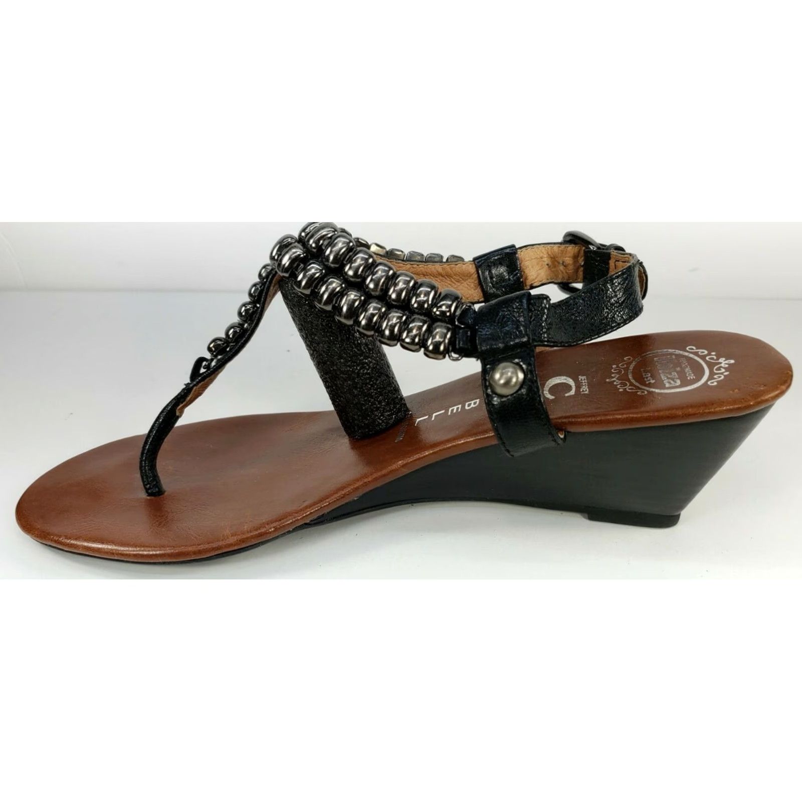 Jeffrey Campbell JEFFREY CAMPBELL Ibiza Last T Strap Sandals Black Leather Studs Wedge Size 8.5M Womens Size US 9 / IT 39 - 4 Thumbnail