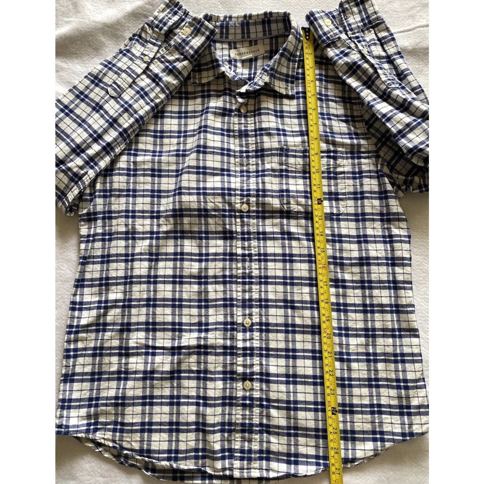 Vintage Aéropostale Mens Button Shirt Original Blue Plaid Long Sleeves 100% Cotton Dress Shirt M Mens Size US M / EU 48-50 / 2 - 5 Thumbnail
