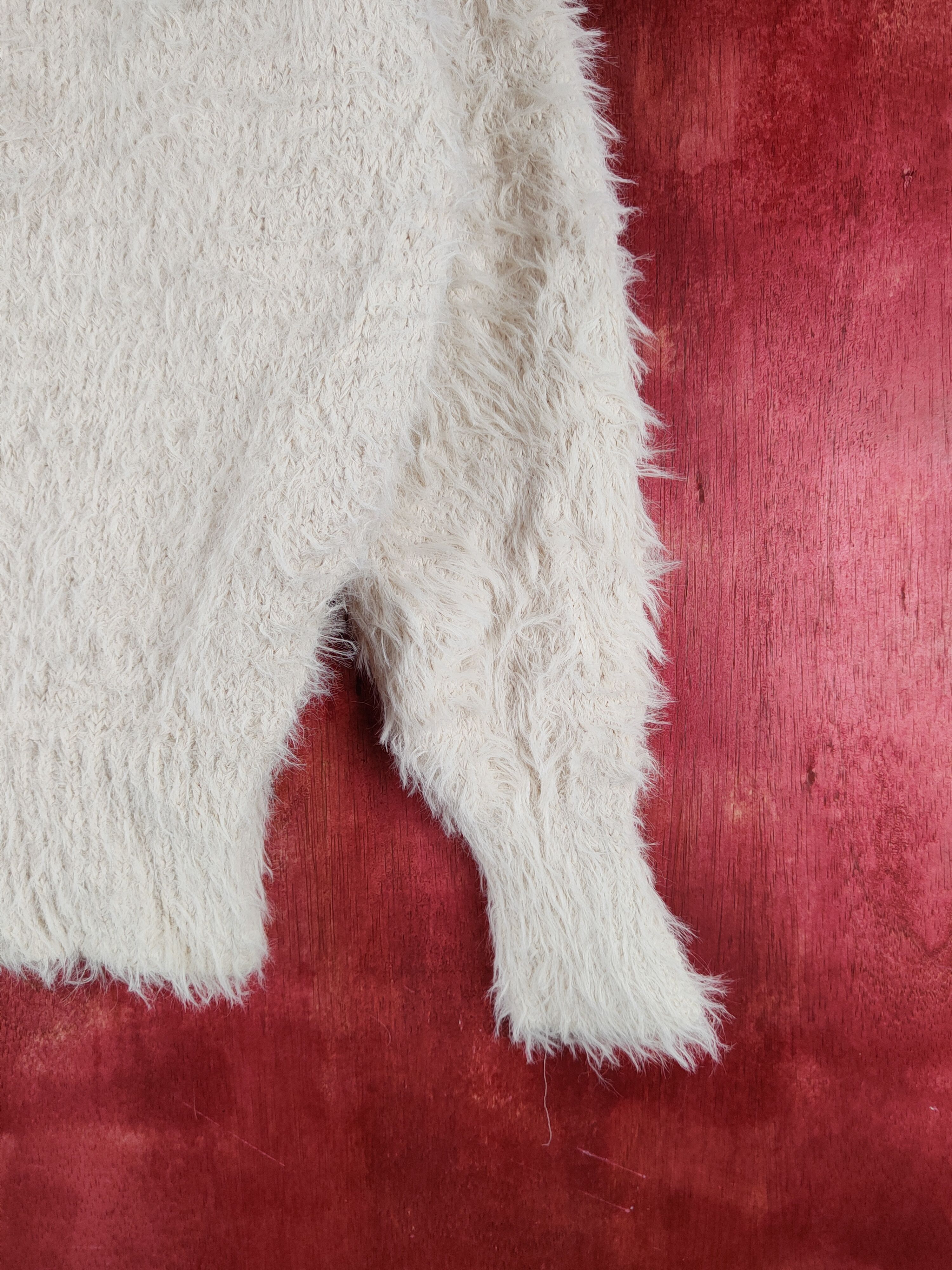 GU GU Cream Shag Shaggy Fur Mohair Knitwear #S2181 Size S / US 4 / IT 40 - 11 Thumbnail