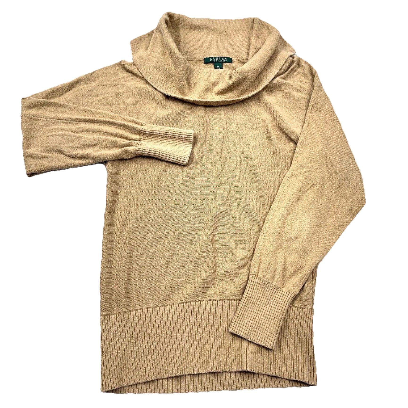 Ralph Lauren Lauren Ralph Lauren Sweater Women Medium Brown Shawl Neck Cable-Knit Lightweight LRL Tan All Seasons 3-4-5-Digit Logo Mens Womens Girls Boys Size M / US 6-8 / IT 42-44 - 2 Thumbnail