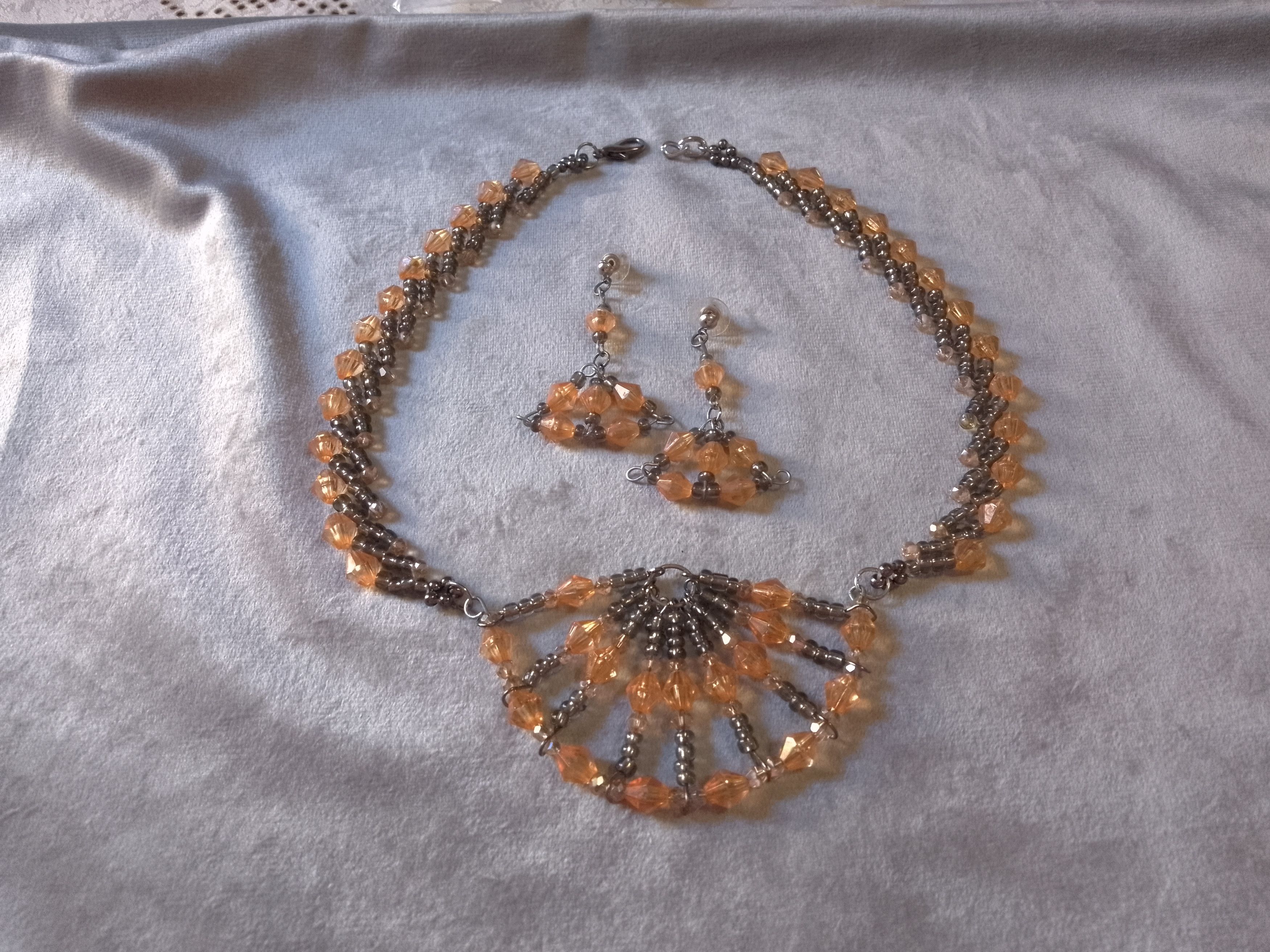Handmade Necklace Orange Green Earrings Vintabe Antique Fashionable Size ONE SIZE - 1 Thumbnail