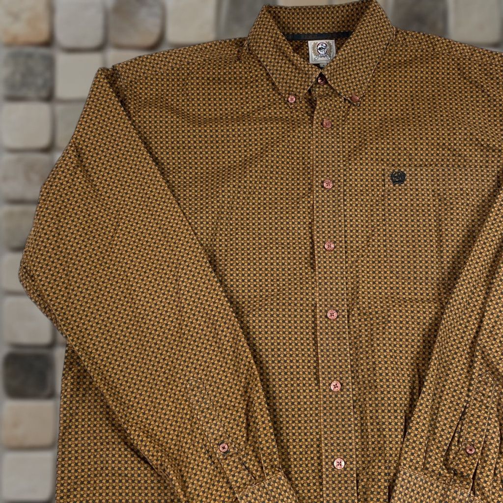 Vintage Cinch Shirt Mens Large Brown Button-Down Western Cowboy Rodeo Geometric Pattern Long Sleeve Casual Workwear Mens Size US L / EU 52-54 / 3 - 1 Thumbnail