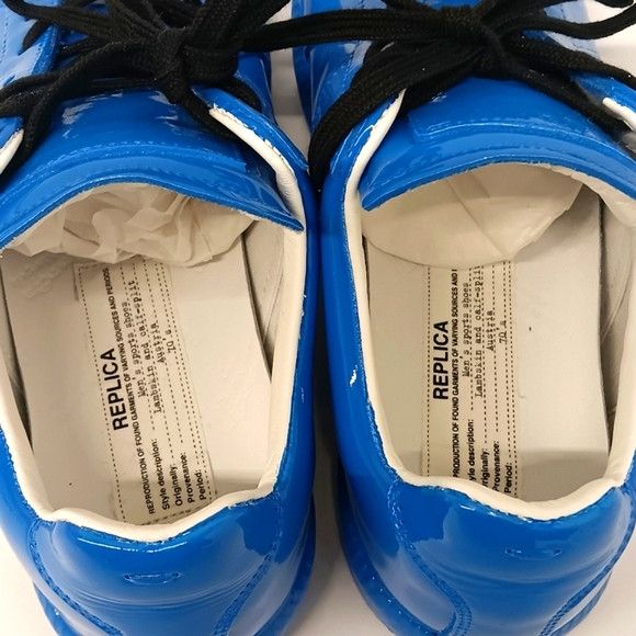 Maison Margiela Maison Margiela Blue Patent "The Replica" Low Sneakers -EU37 Size US 7 / IT 37 - 10 Thumbnail