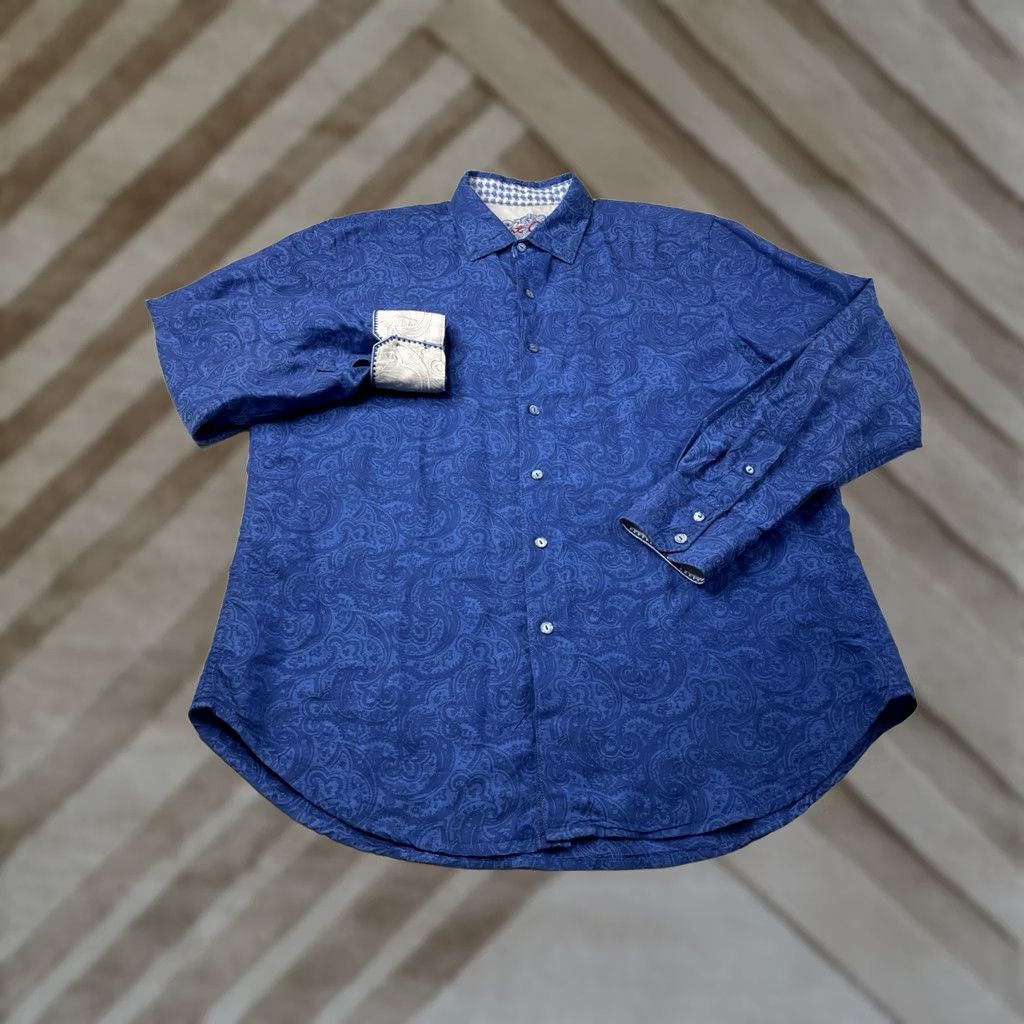Robert Graham Robert Graham Blue Paisley Button-Up Shirt Mens Large Long Sleeve Size US L / EU 52-54 / 3 - 1 Thumbnail