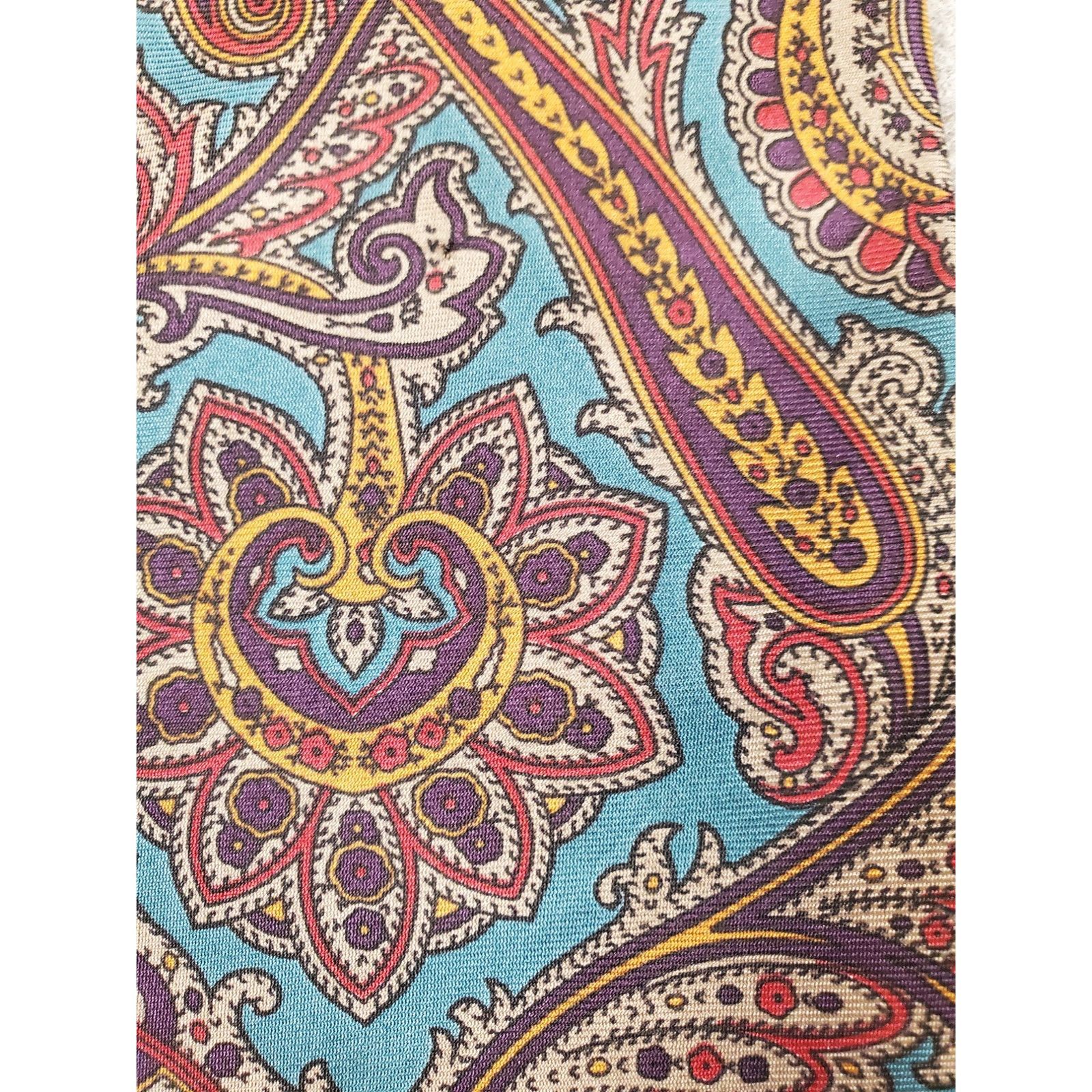 Other Vintage Men's Claybrooke Silk Teal Paisley Necktie Size ONE SIZE - 5 Thumbnail