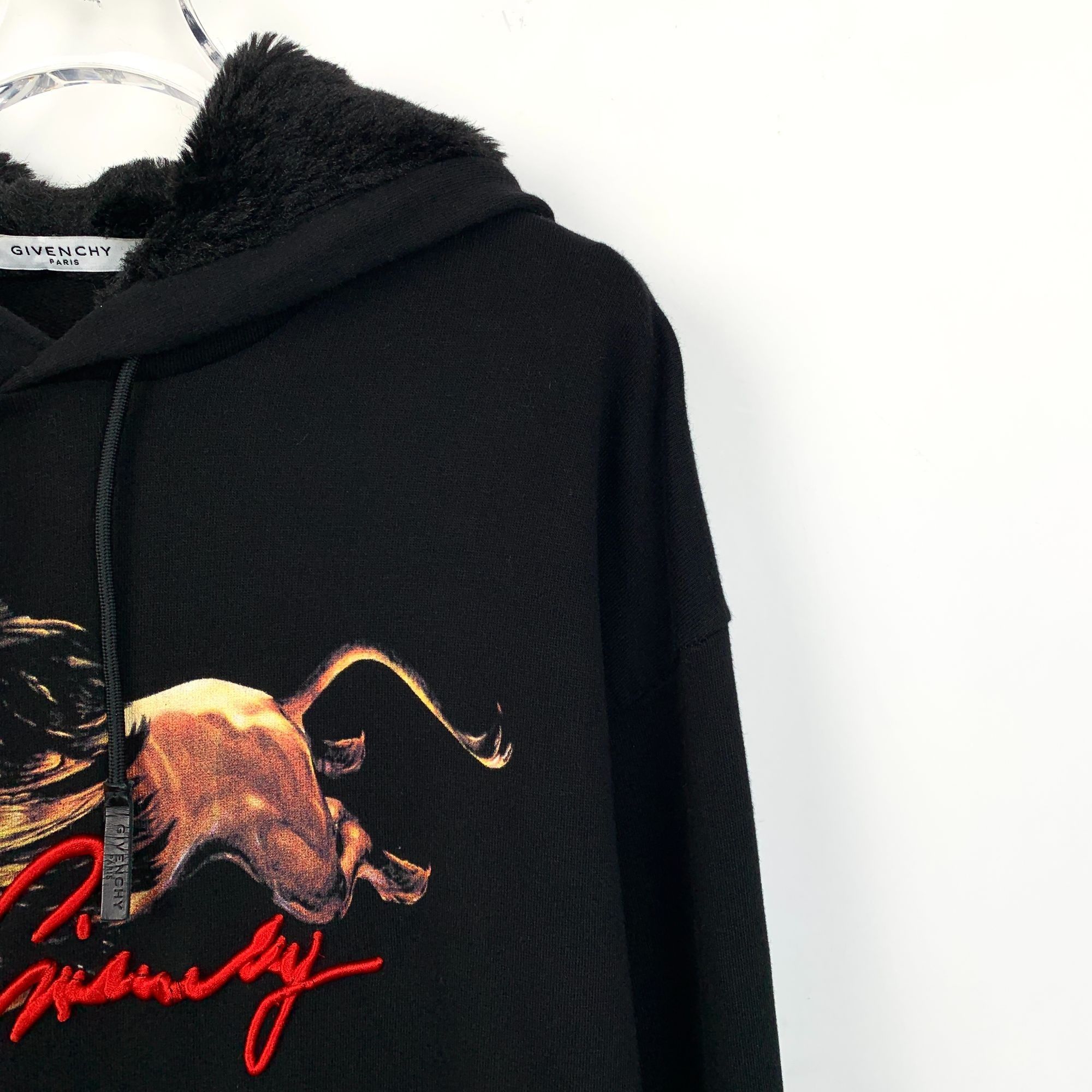 Givenchy Givenchy Black Cotton Hooded Sweatshirt W/ Lion Design & Red Size US M / EU 48-50 / 2 - 6 Thumbnail