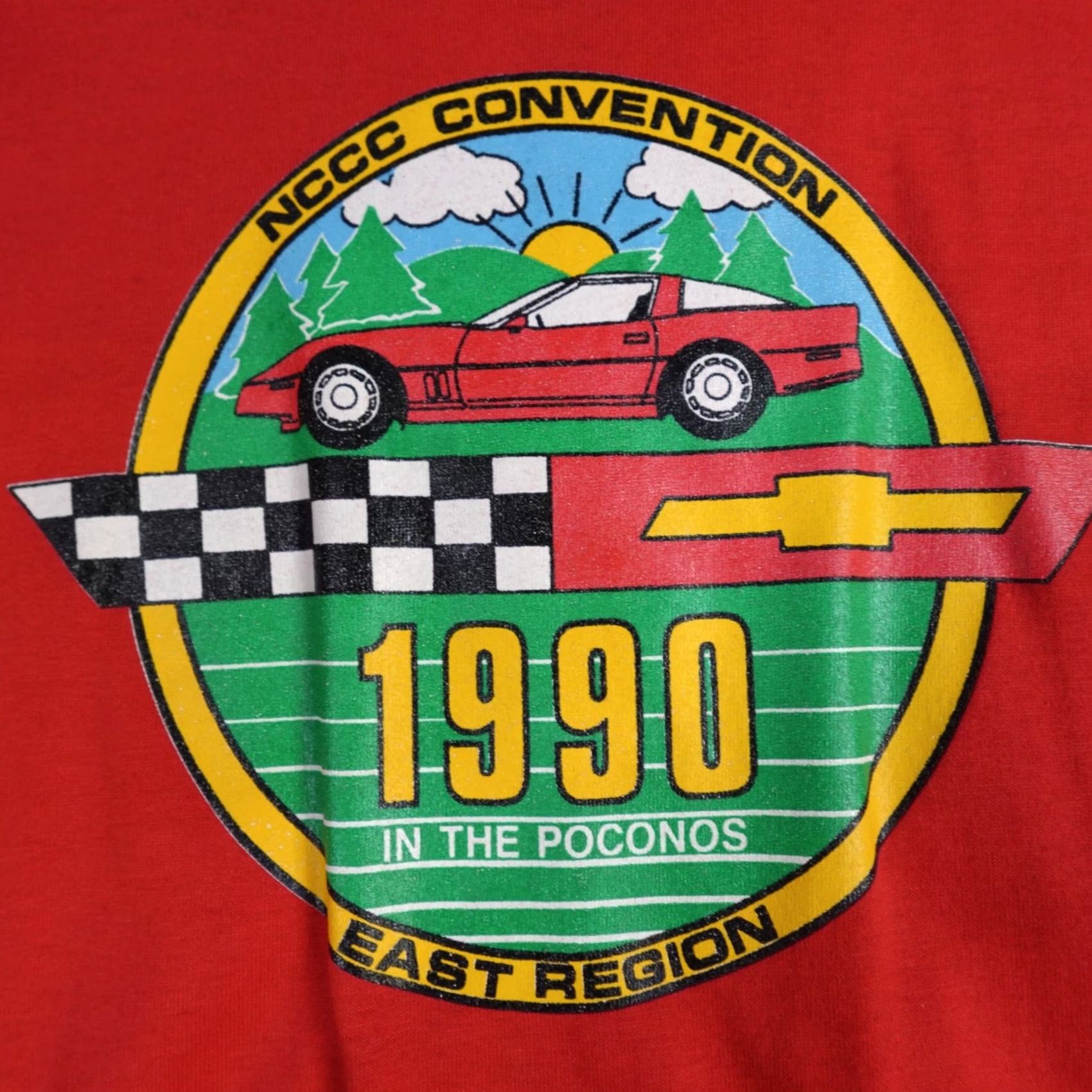 Vintage American Vintage Corvette Clubs Polo Shirt M Red Double Sided NCCC Convention 1990 Poconos Mens Polo Size US M / EU 48-50 / 2 - 2 Thumbnail