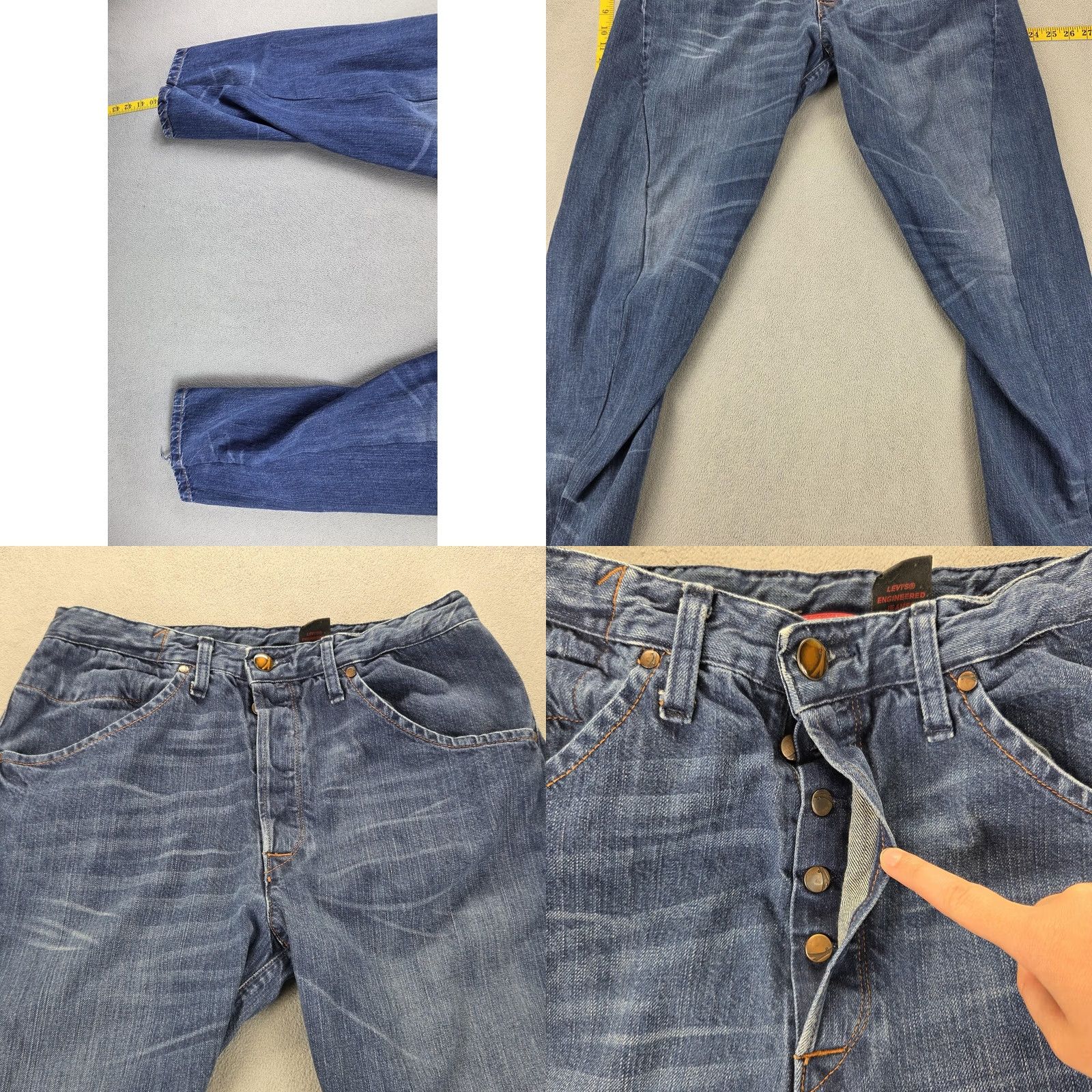 Levi's VINTAGE Levi's Engineered Jeans Mens Blue Twisted Straight Leg 30x29 Levis Engineered Jeans Denim Cotton Button Pockets Solid Fall Mens Size US 30 / EU 46 - 8 Thumbnail